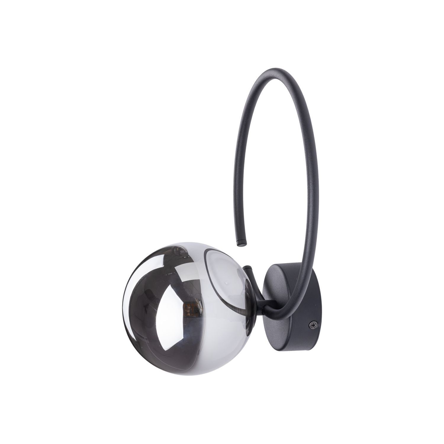 Applique Métal Verre fumé G9 Noir Graphite Boule Abat-jour