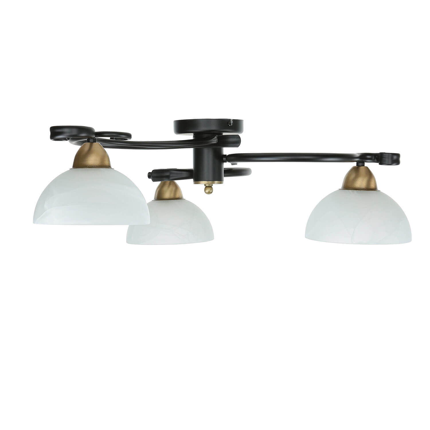 Deckenlampe Glas Metall Schwarz Weiß Messing 3-flammig Leuchte, Gerät, Deckenventilator, Elektrisches Gerät