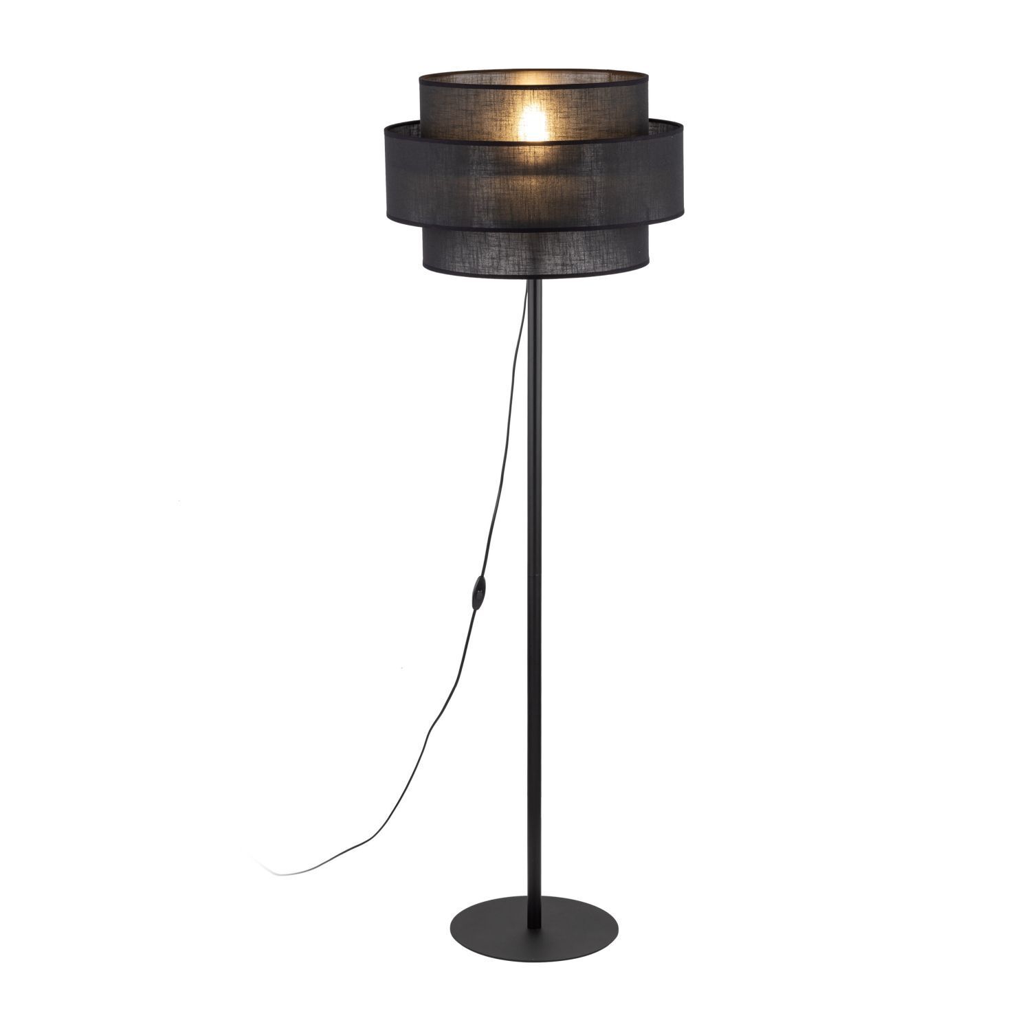 Lampadaire Noir 155 cm E27 Tissu Métal Ø 50 cm