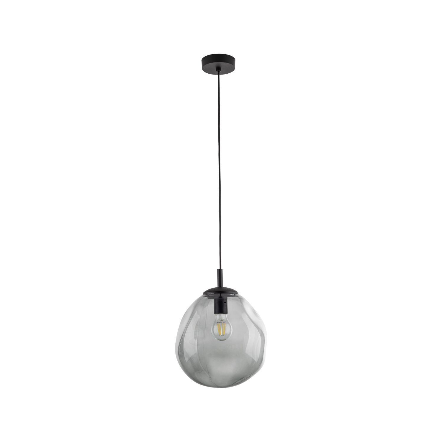 Lampe à suspendre verre fumé E27 L : 25 cm H : max. 175 cm Noir Gris