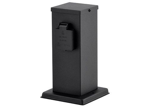 Colonne de prises en acier inoxydable 2x 22cm IP44 noir