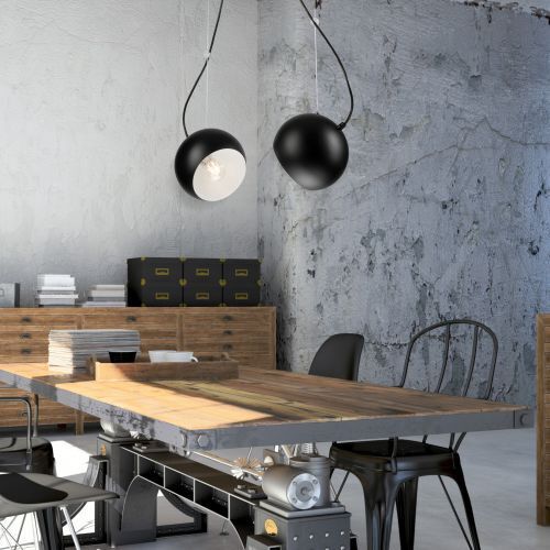Suspension Boule Noir Blanc longue table à manger