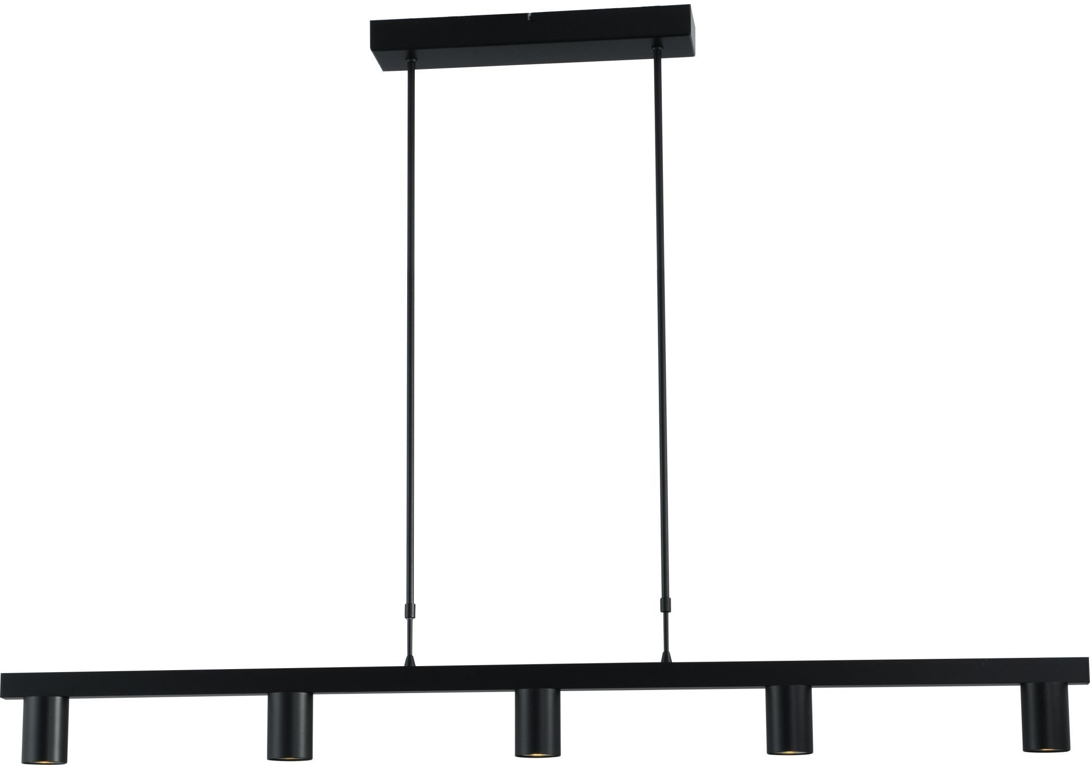Lampe à suspendre métal noir 5 flammes 130 cm de long