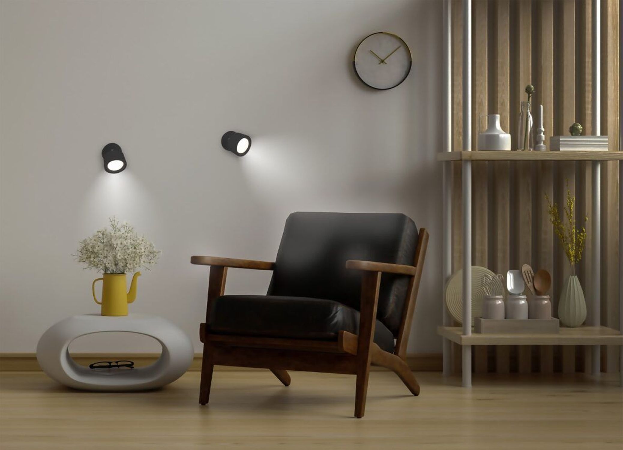 Akku Wandspot LED Dimmer Abat-jour portable Noir 3000 K Moebel, Stuhl, Innenarchitektur, Sessel, Pflanze