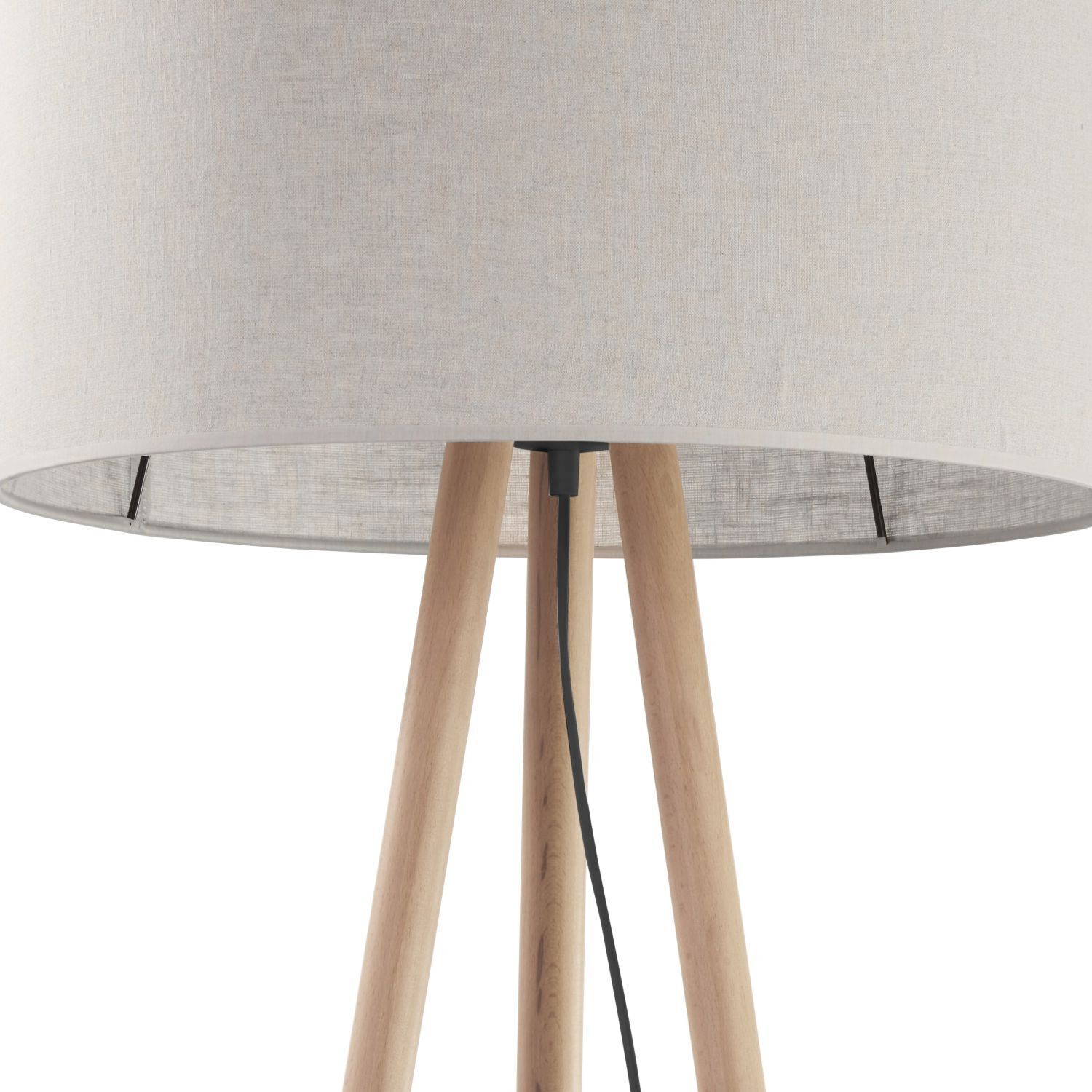 Lampadaire Scandinave Bois Tissu Trépied 146 cm