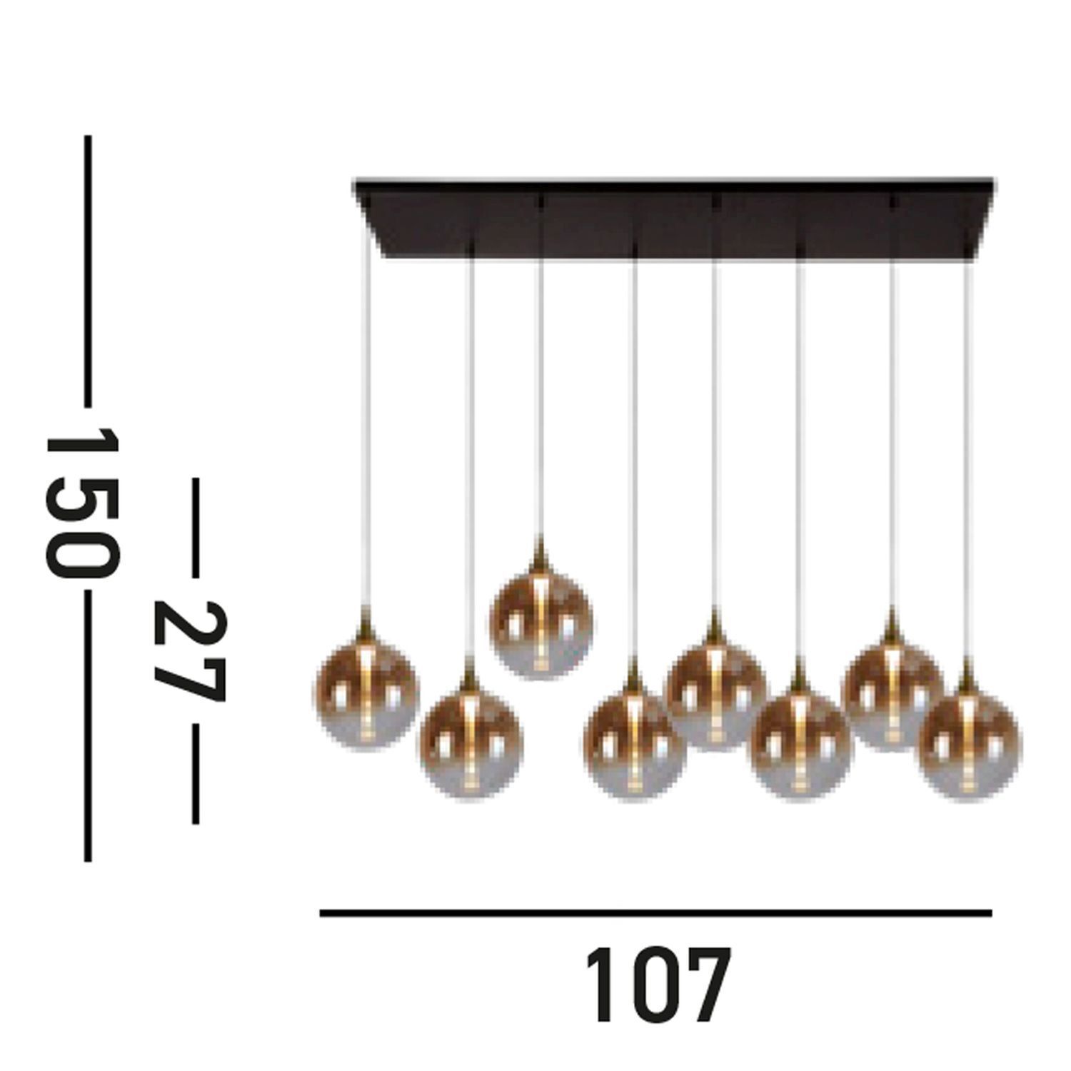 Suspension LED Sphères en verre 107 cm 3000 K 8-flamme