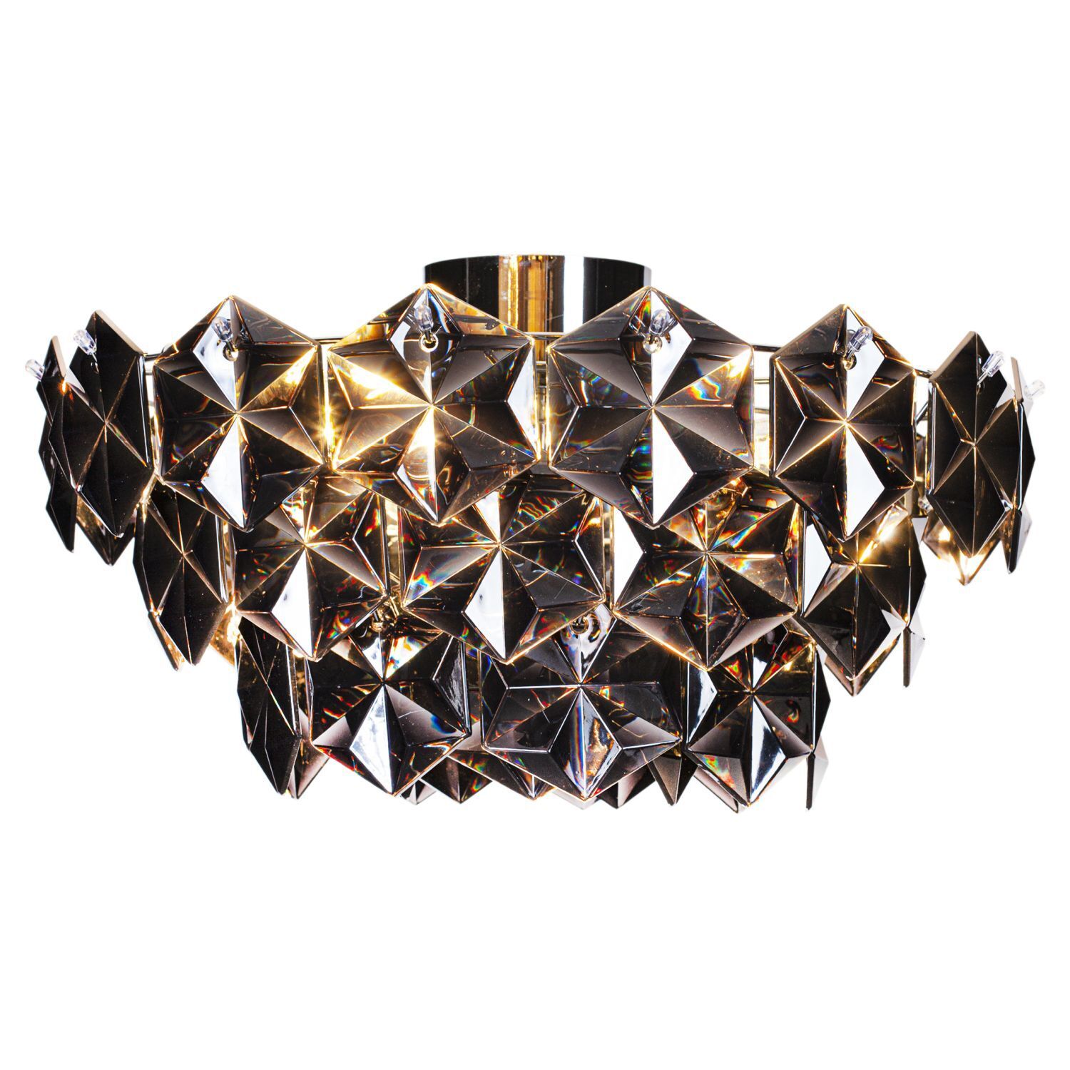 Plafonnier noir cristal 51 cm de large 3x E27