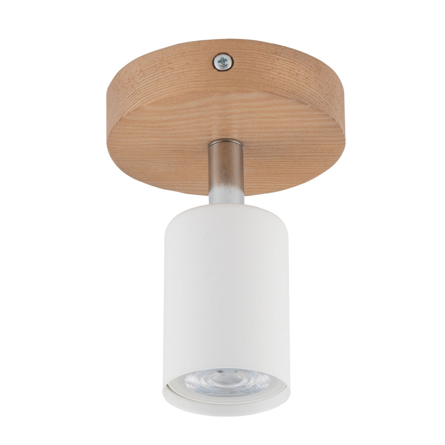 Spot lampe bois métal Ø 10 cm orientable blanc naturel