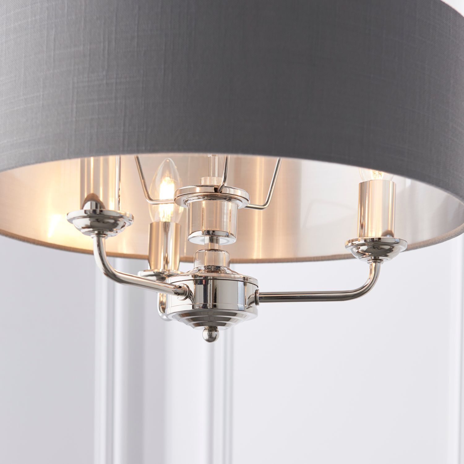 Lampe à suspendre ronde D : 45 cm Tissu Métal Nickel Anthracite 3x E14