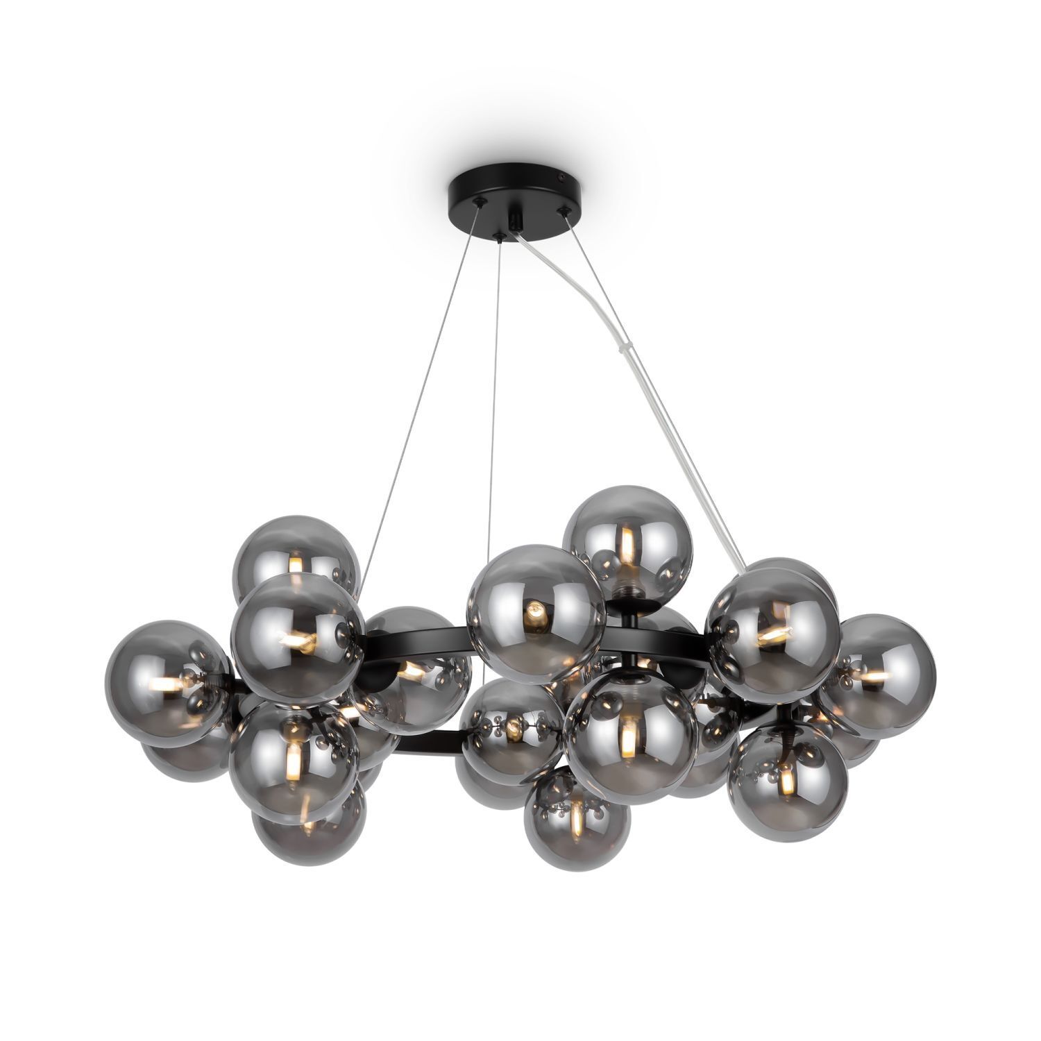 Lampe à suspendre métal verre fumé G9 69 cm large abat-jour sphérique Leuchter, Lampe