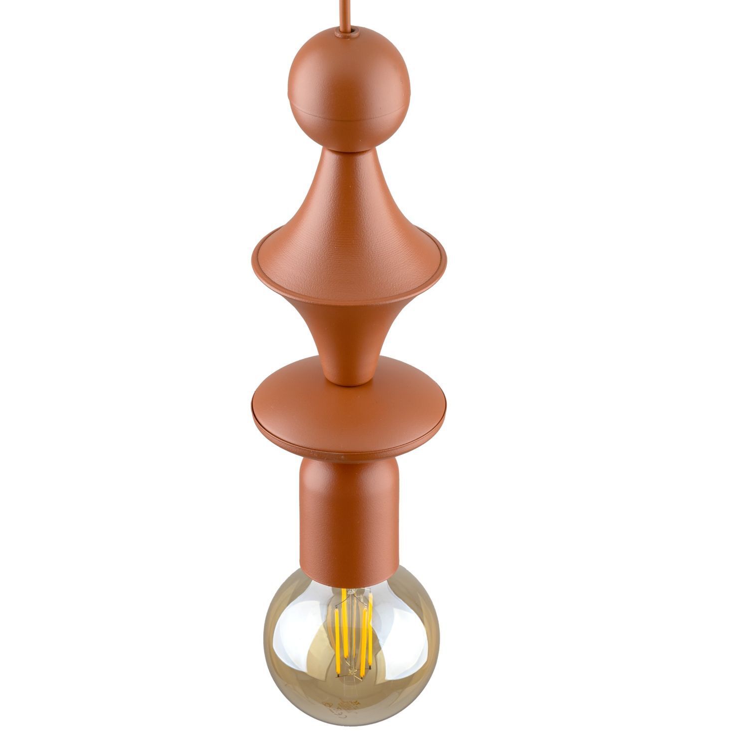 Lampe à suspendre rouge brique métal Ø10 cm E27 minimaliste