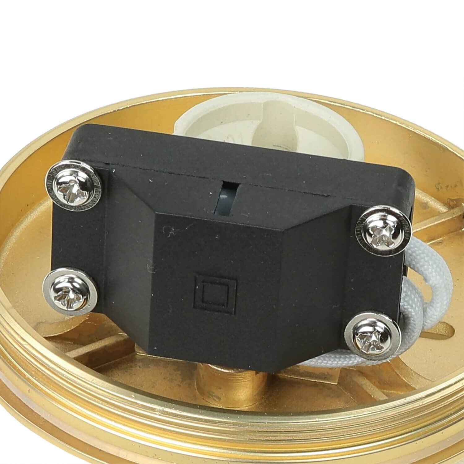 Deckenstrahler Aluminium in Messing Ø8,5 cm IP44 GU10 Lampenbaseteil, Leuchtmittelhalter, Kunststoffklemme, Metallbefestigung, LED-Komponente