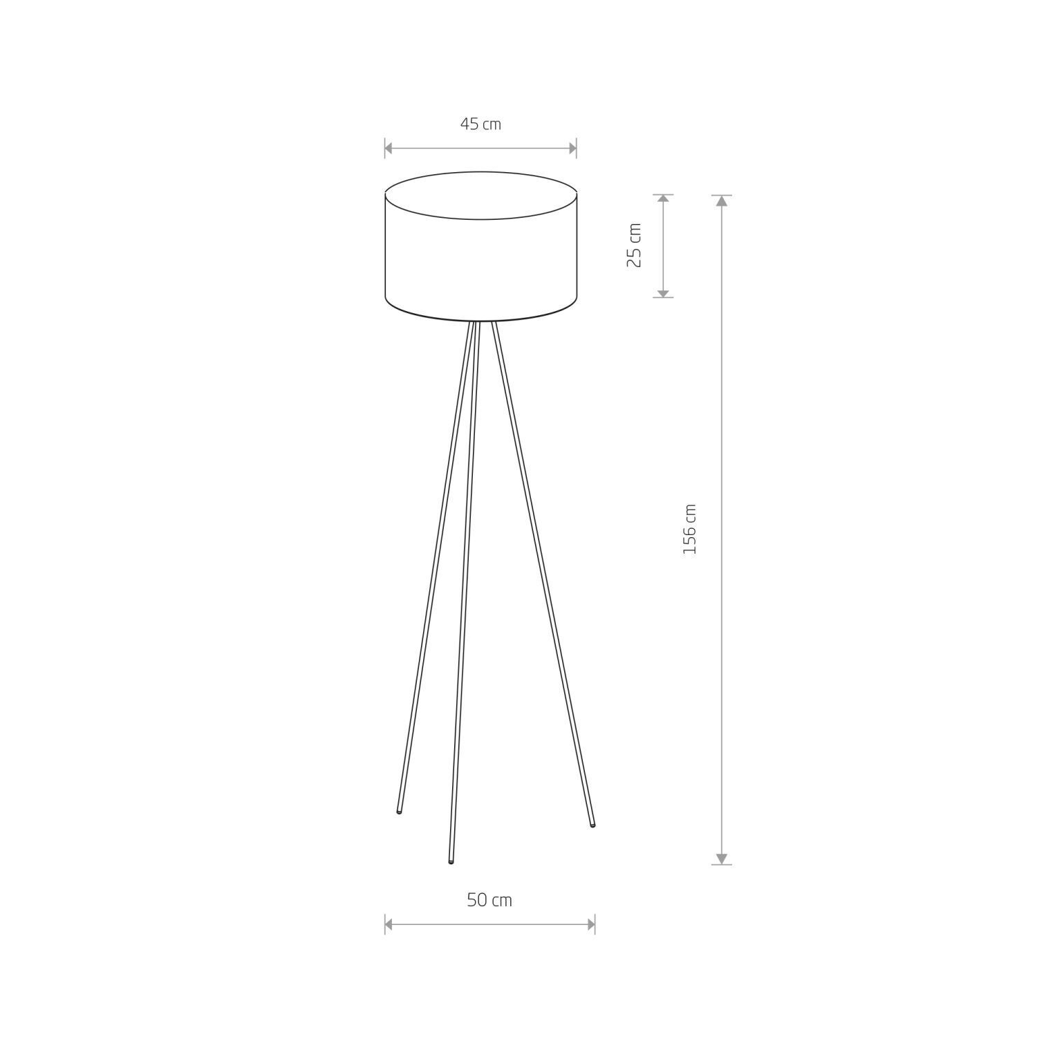 Lampadaire tripode 156 cm E27 Gris Noir