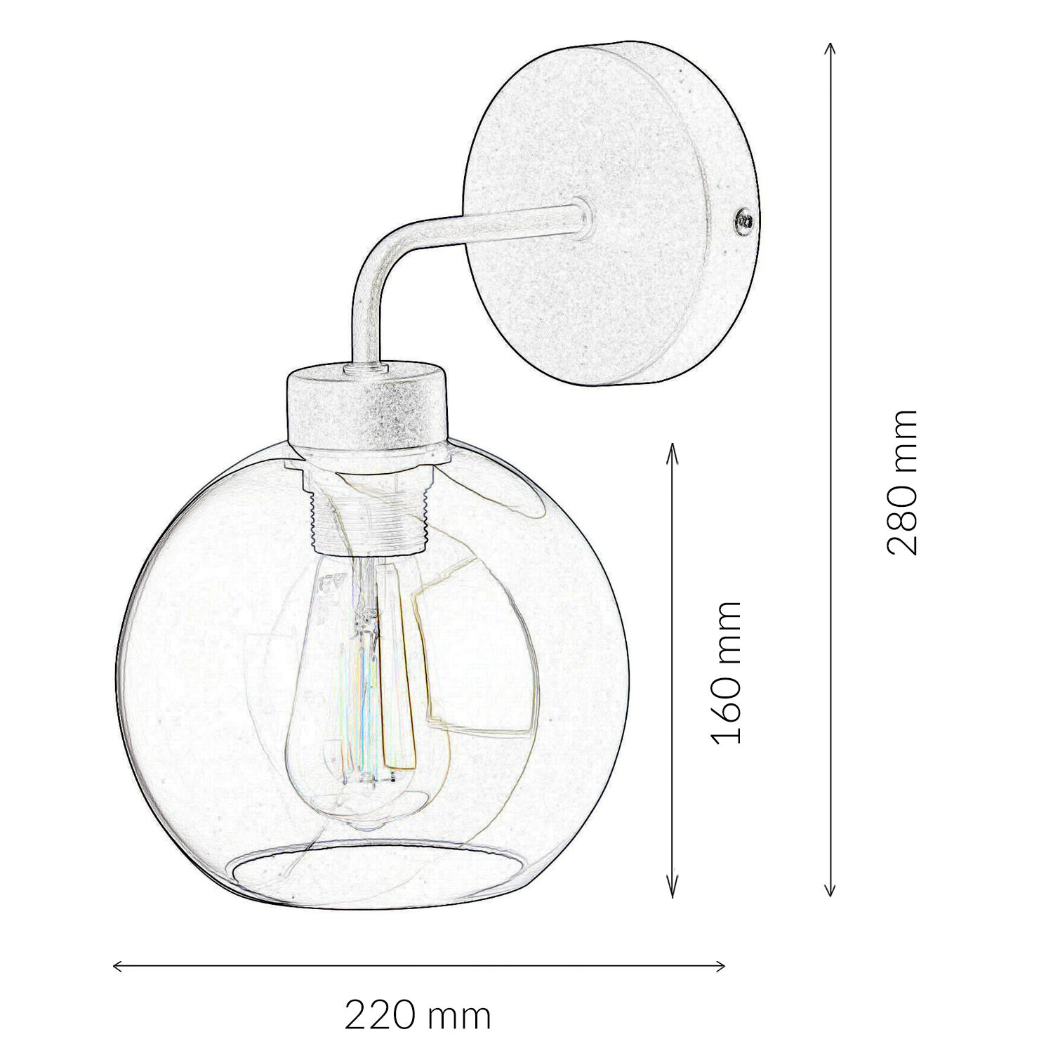 Applique murale verre sphère abat-jour gris noir KANZENE
