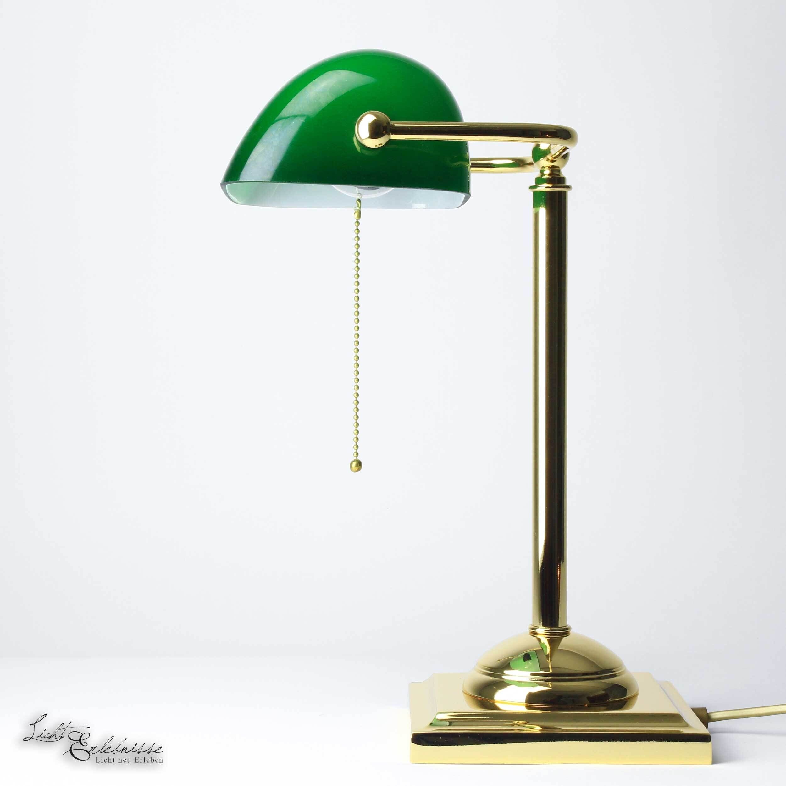 Lampe de banquier design, plaquée or 24 carats