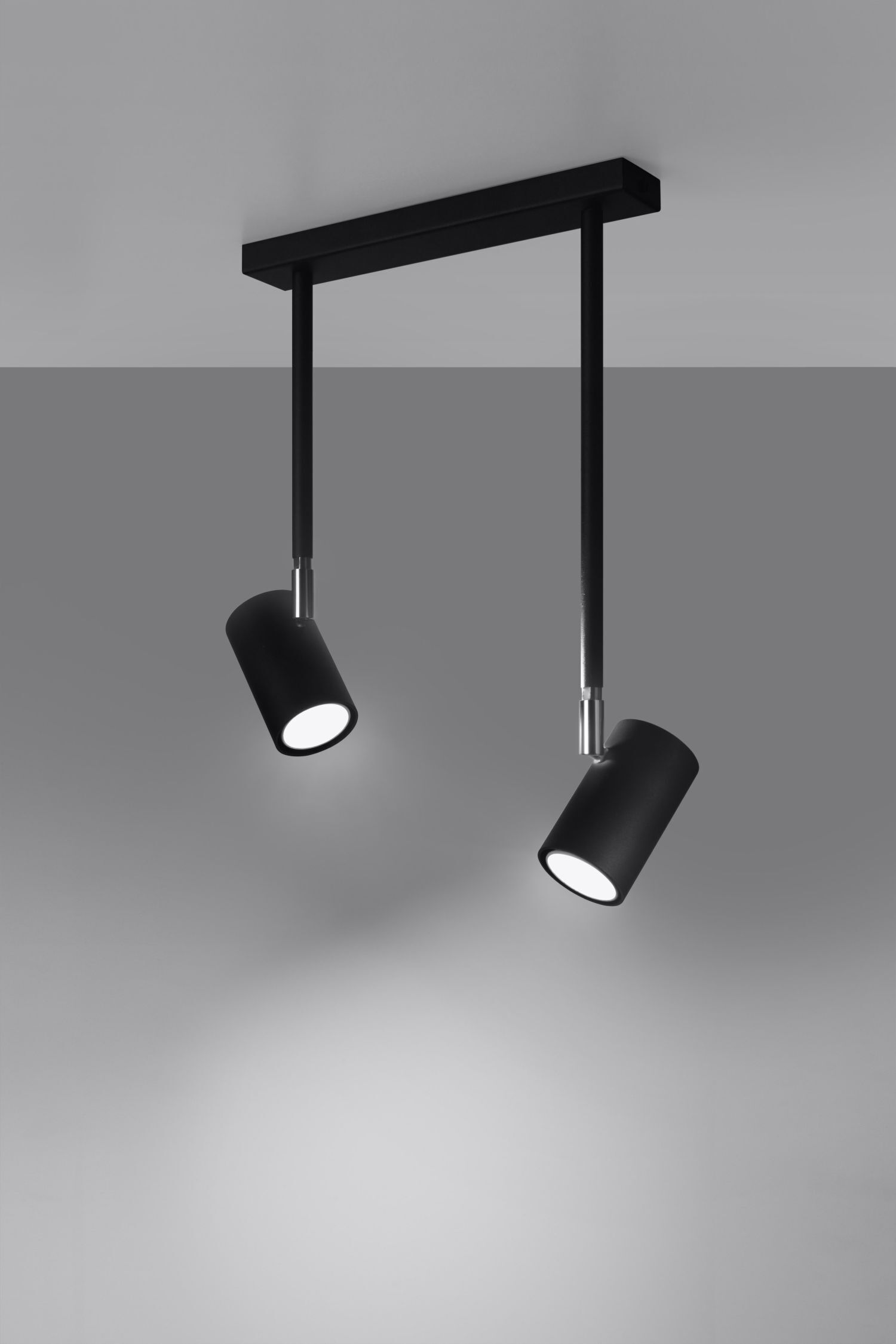 Spot métal 2 flammes orientable noir GU10