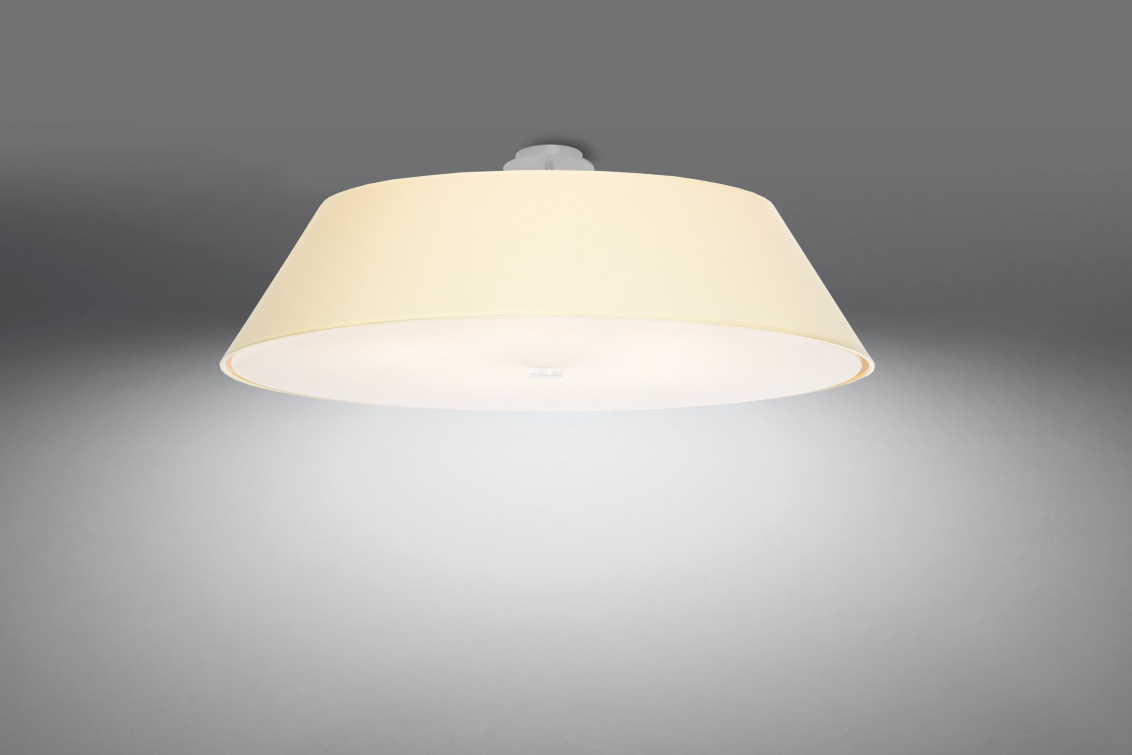 Plafonnier Blanc Tissu Verre rond Ø 70 cm faible éblouissement