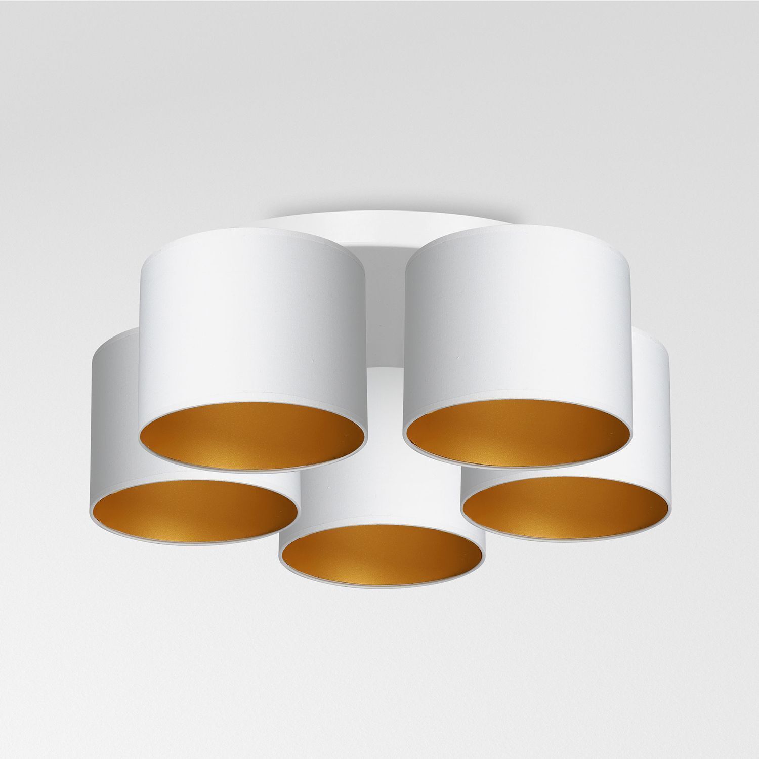 Plafonnier Blanc Or Tissu Métal E27 rond Ø58 cm