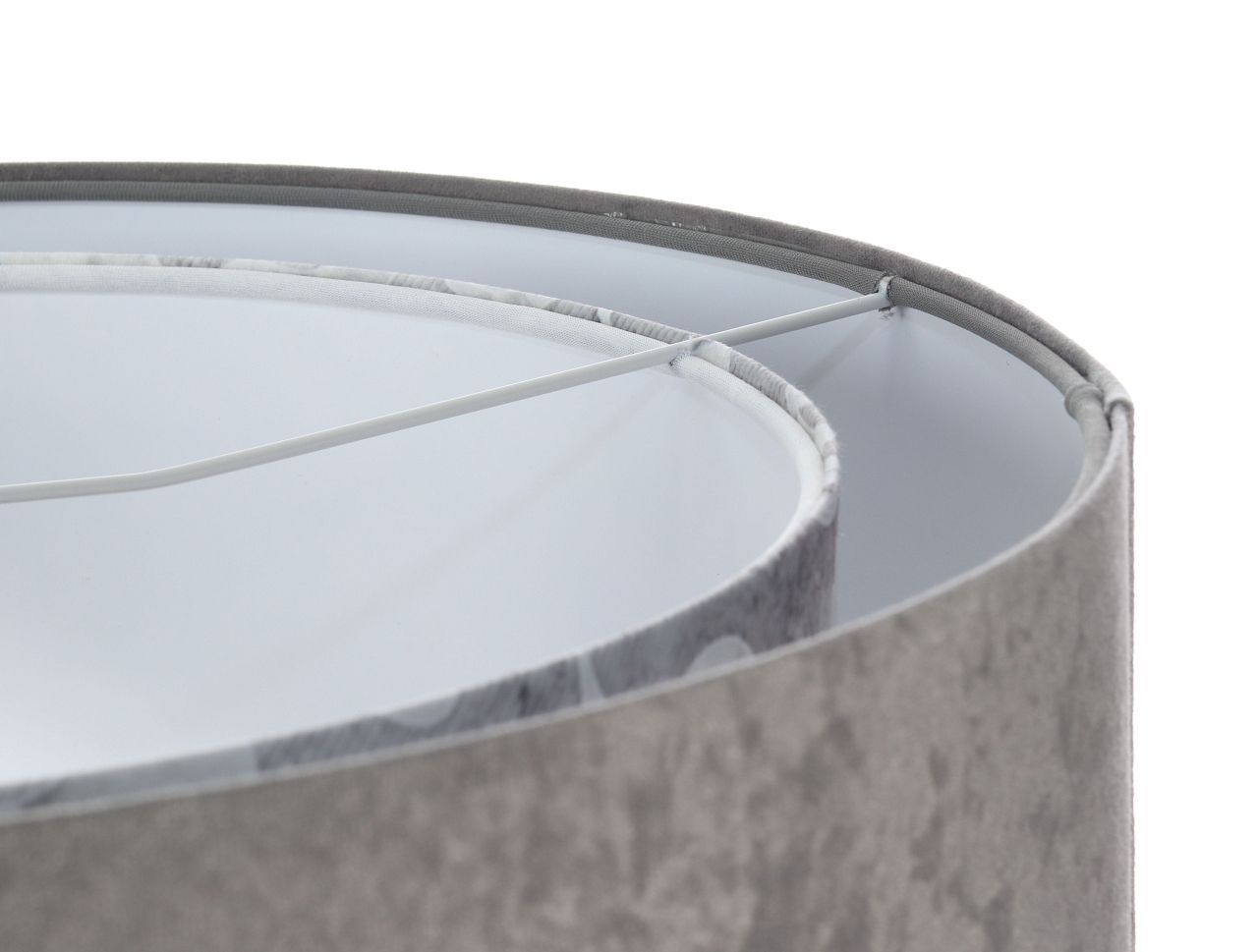 Pendelleuchte Grau Weiß Ø 50 cm Stoffschirm Velours Optik Lampe