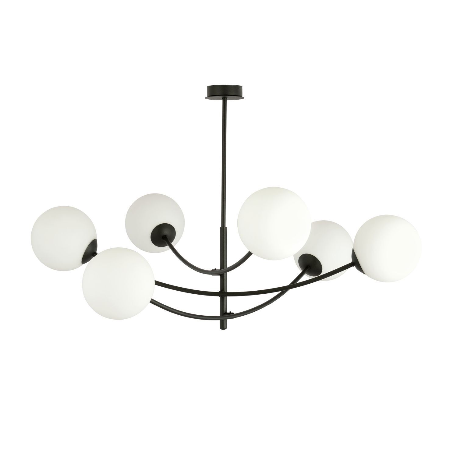 Plafonnier métal verre L : 89 cm 6x E14 orientable