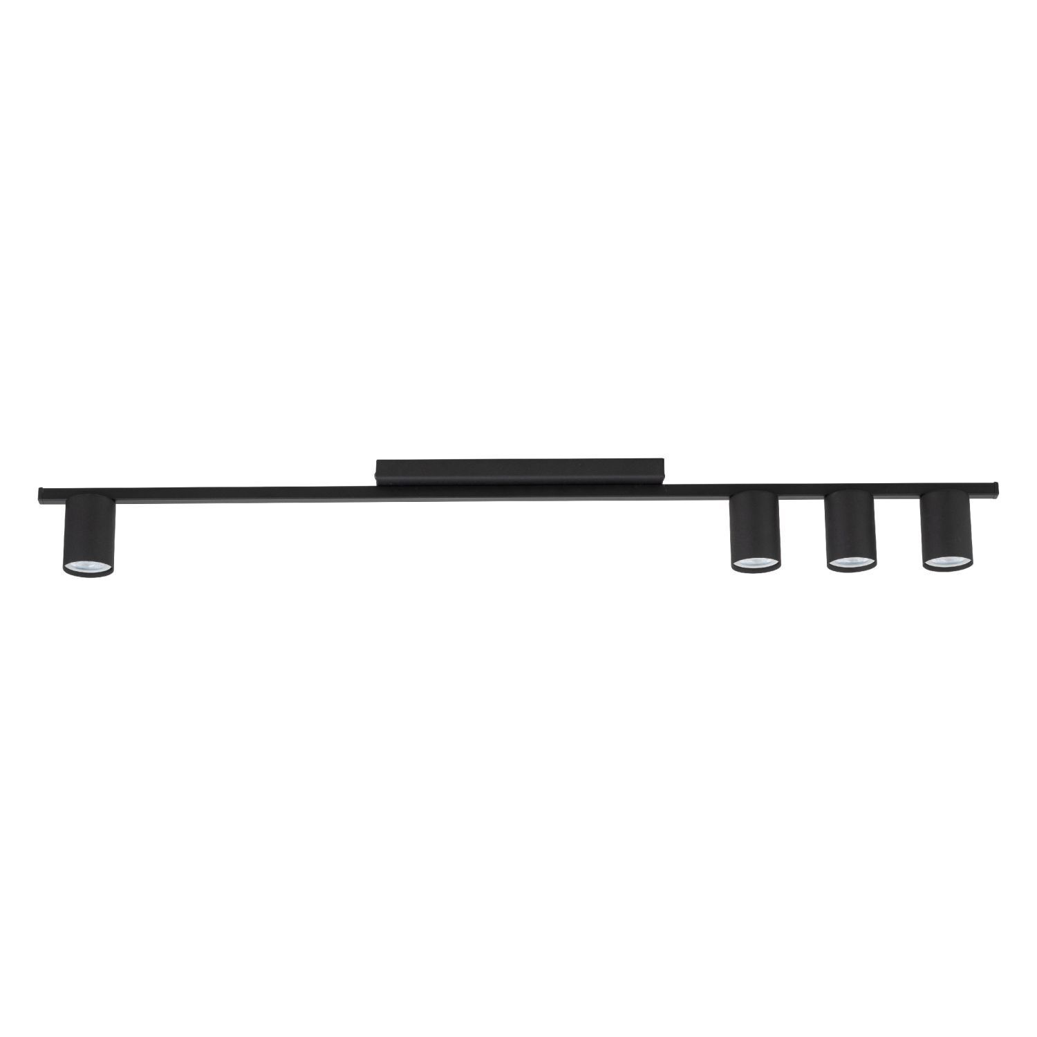 Plafonnier métal noir long 100 cm plat 4 flammes