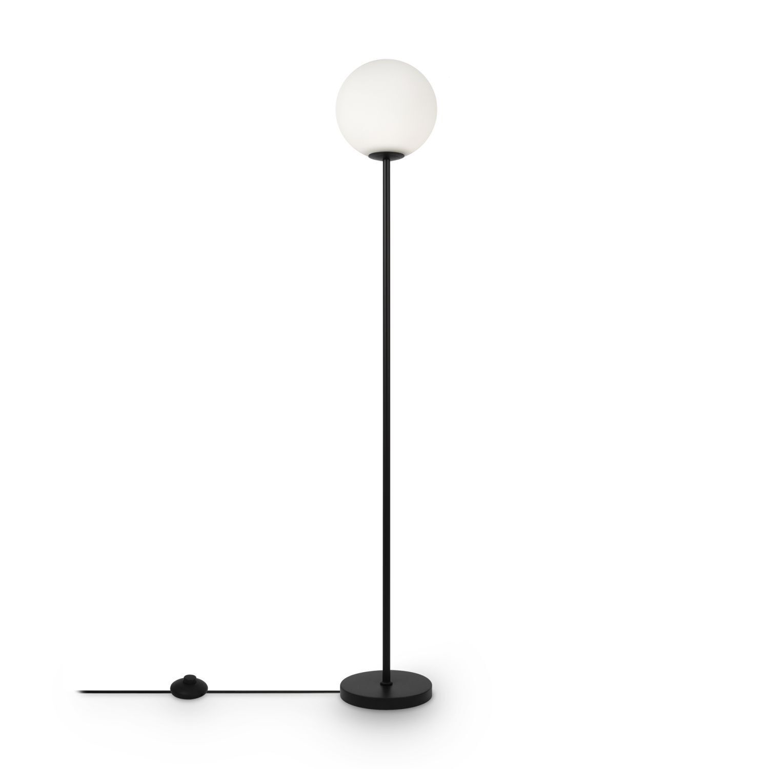 Lampadaire Verre Métal E27 155 cm Noir Blanc Moderne