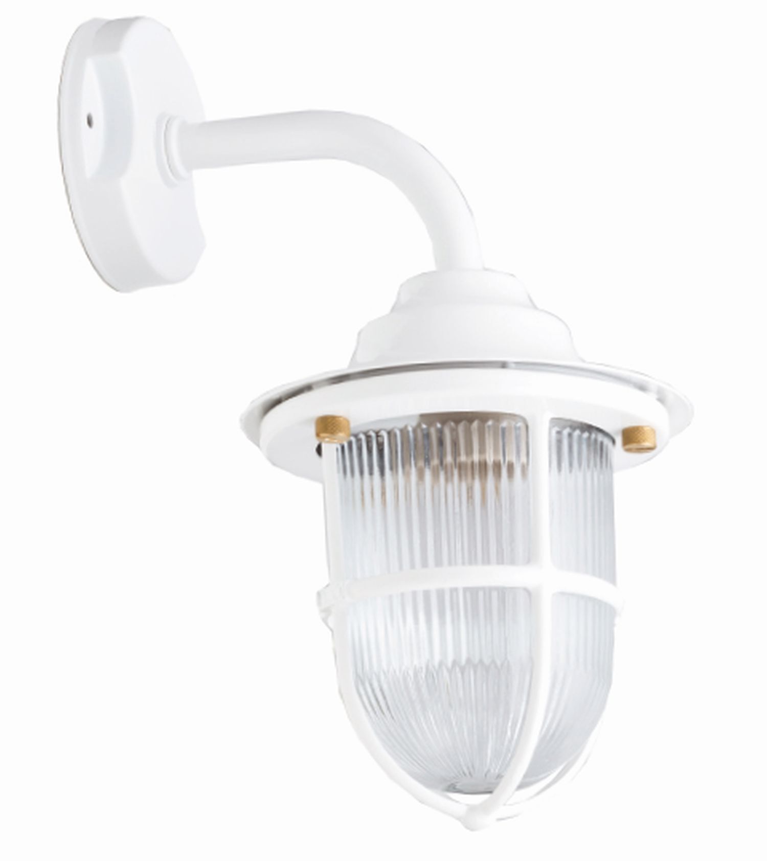 Lampe de cour Blanc E27 Laiton Verre cannelé IP64 Maritim SANTORIN