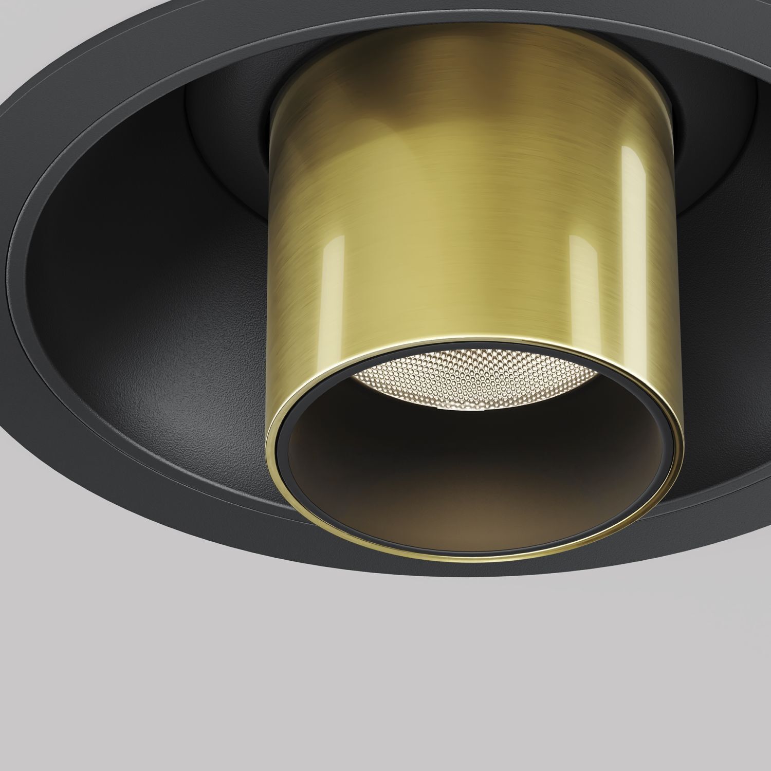 deckenleuchte, goldene rohr, eingebettete leuchte, bronzefinish, metallgitter diffuser