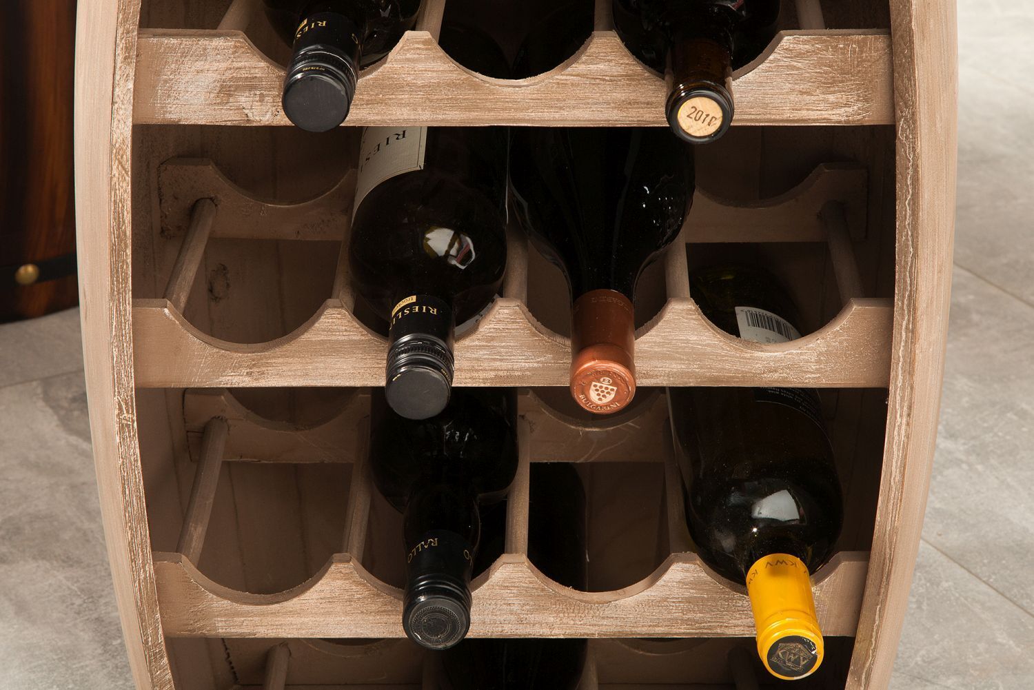 Weinregal Weinfass Design Massivholz Fassbar Alkohol, Getränk, Schnaps, Wein