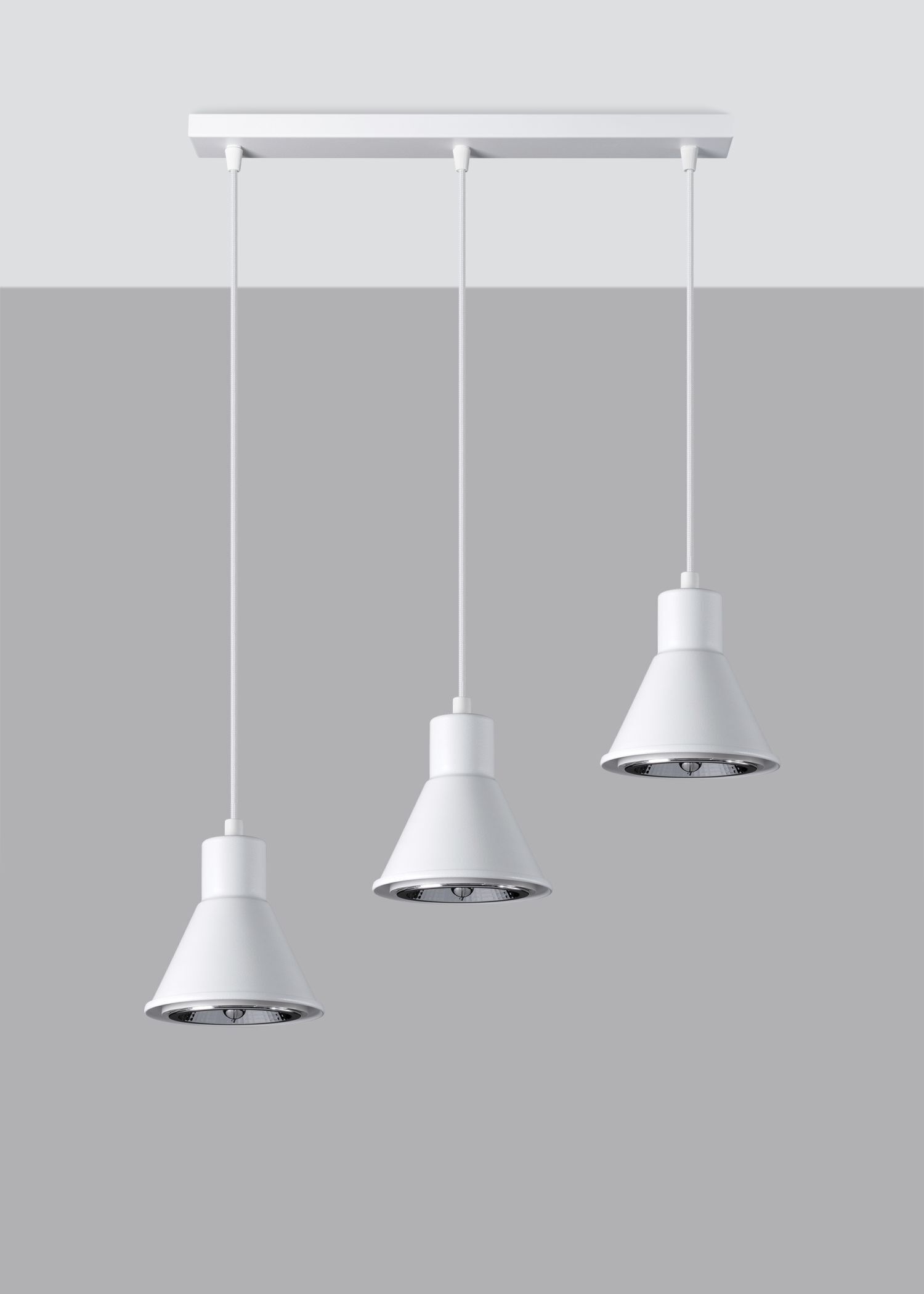 Lampe à suspendre Blanc 3 flammes L : 45 cm ES111 Rétro Métal