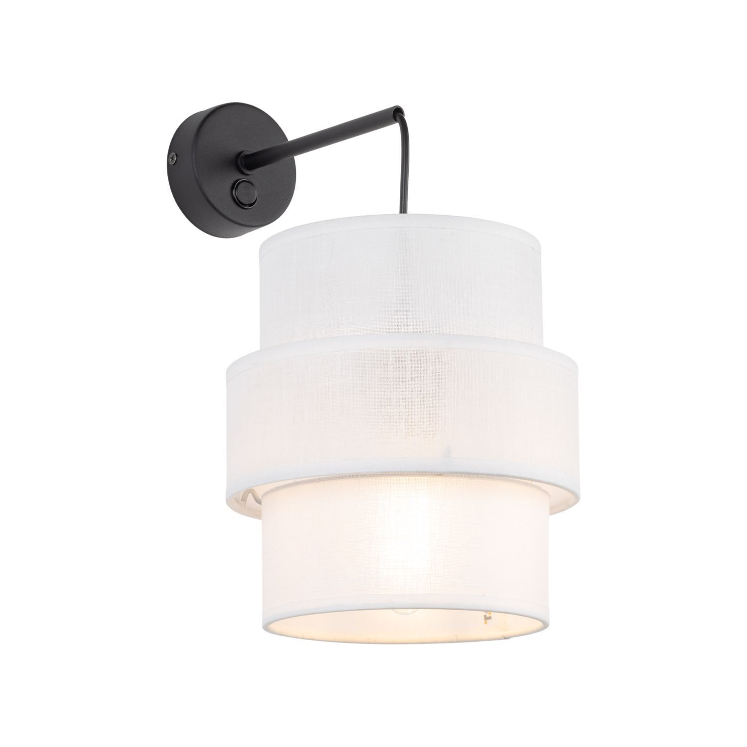 Applique murale avec interrupteur Tissu Métal Blanc Noir E27 GREET Lampe