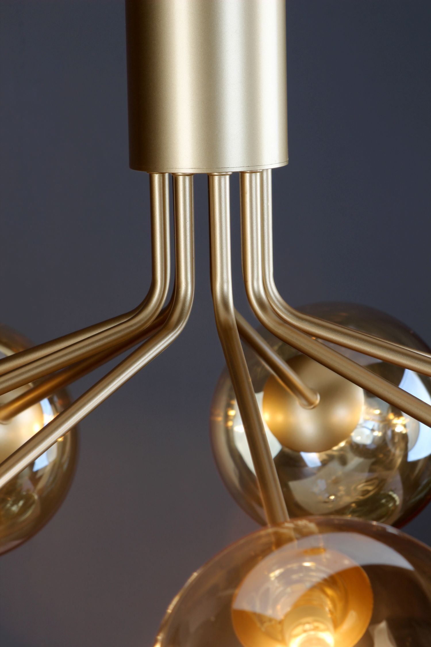 Lampe à suspendre métal verre en laiton champagne L:83,4 cm