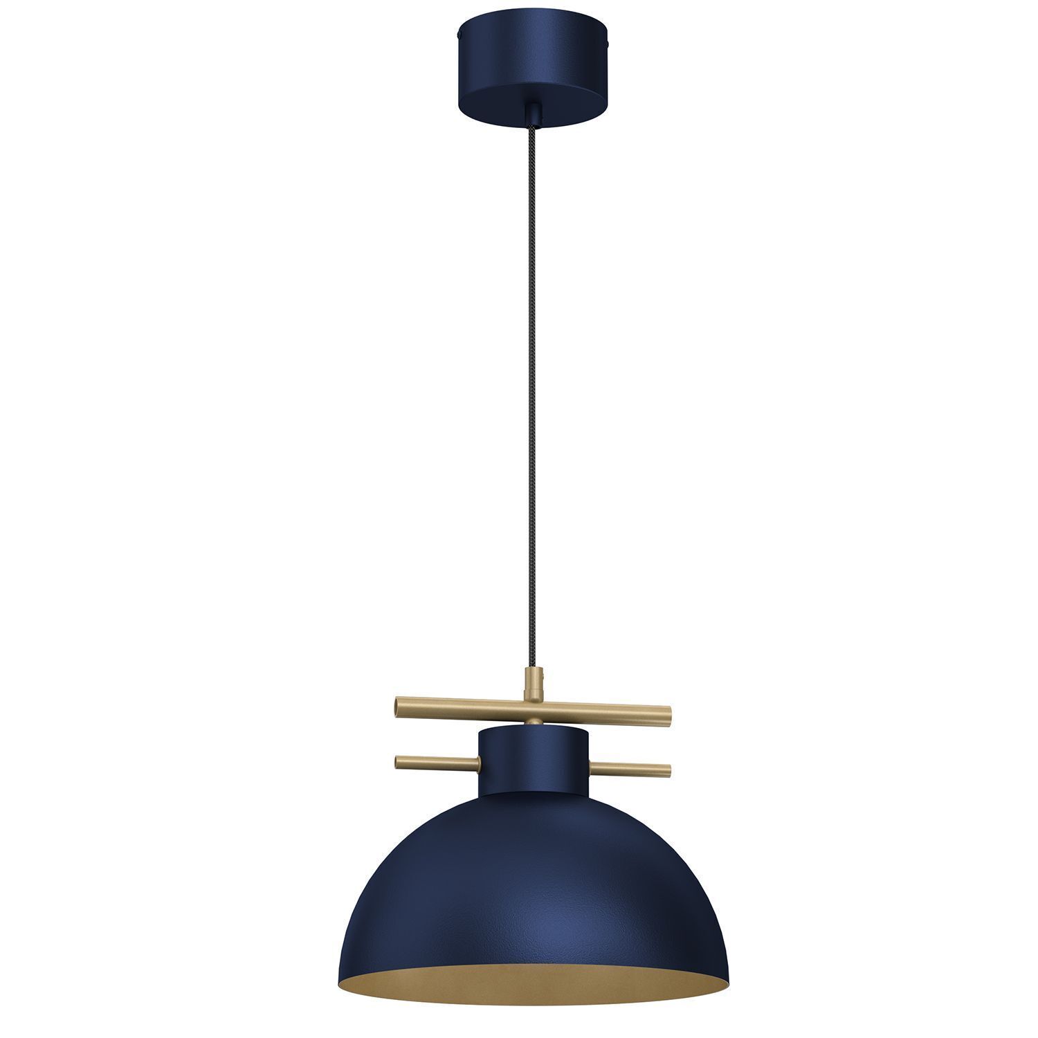 Elégante lampe à suspendre bleu foncé or Ø29 cm E27 ronde
