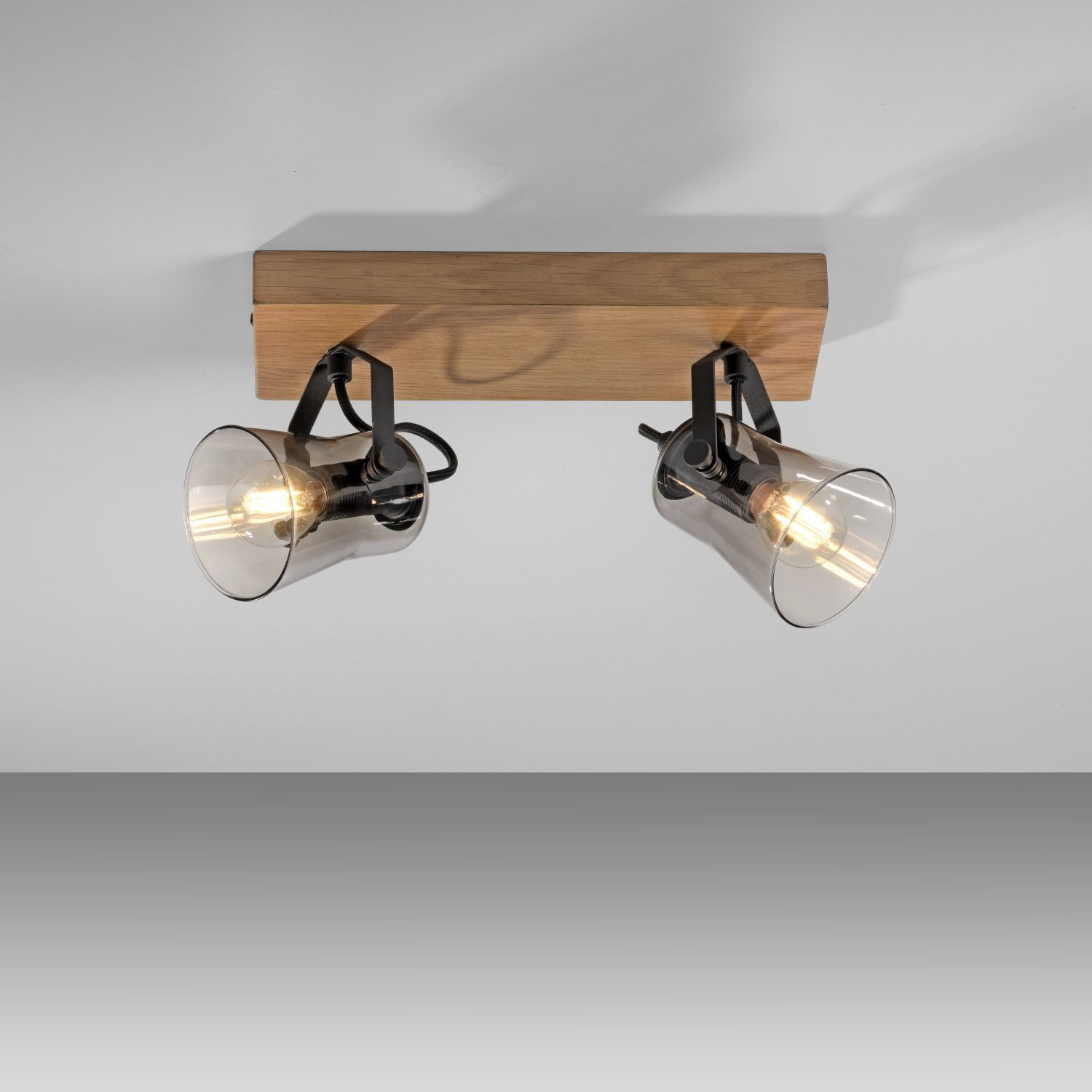 Flexibler Deckenstrahler Glas Eiche E14 38 cm blendarm Beleuchtung, Leuchte, Lampe