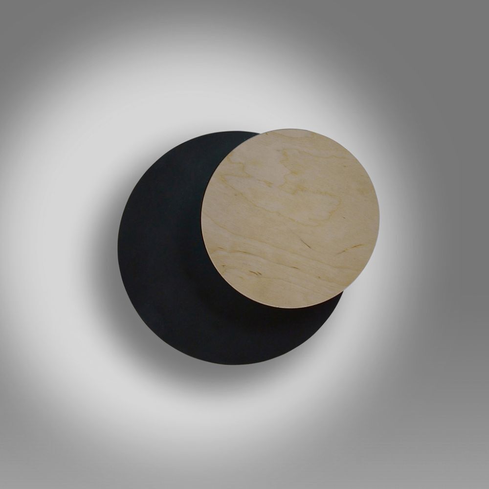 Applique murale noire nature G9 ronde éclairage indirect
