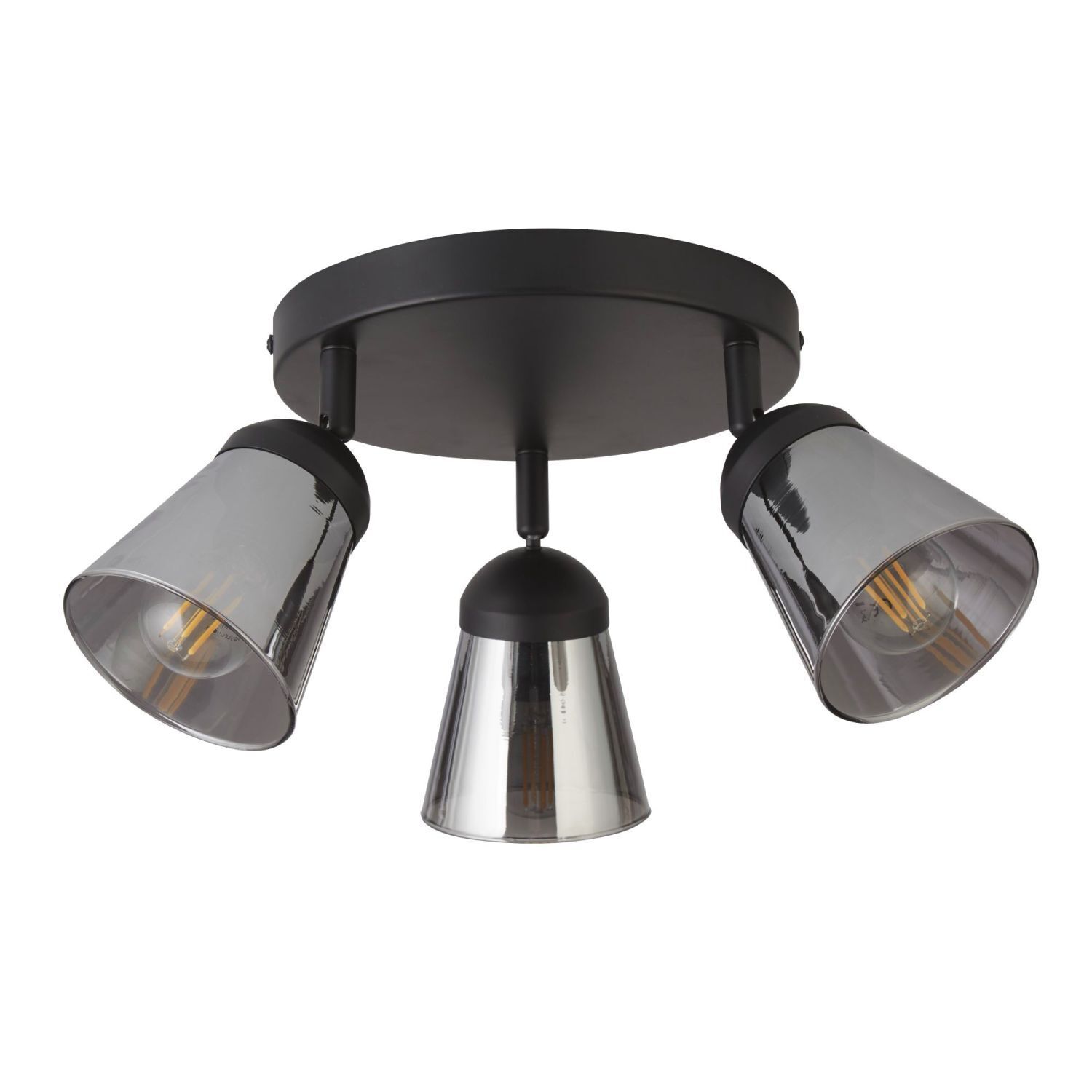 Plafonnier 3 flammes Ø 42 cm noir gris fumé E14