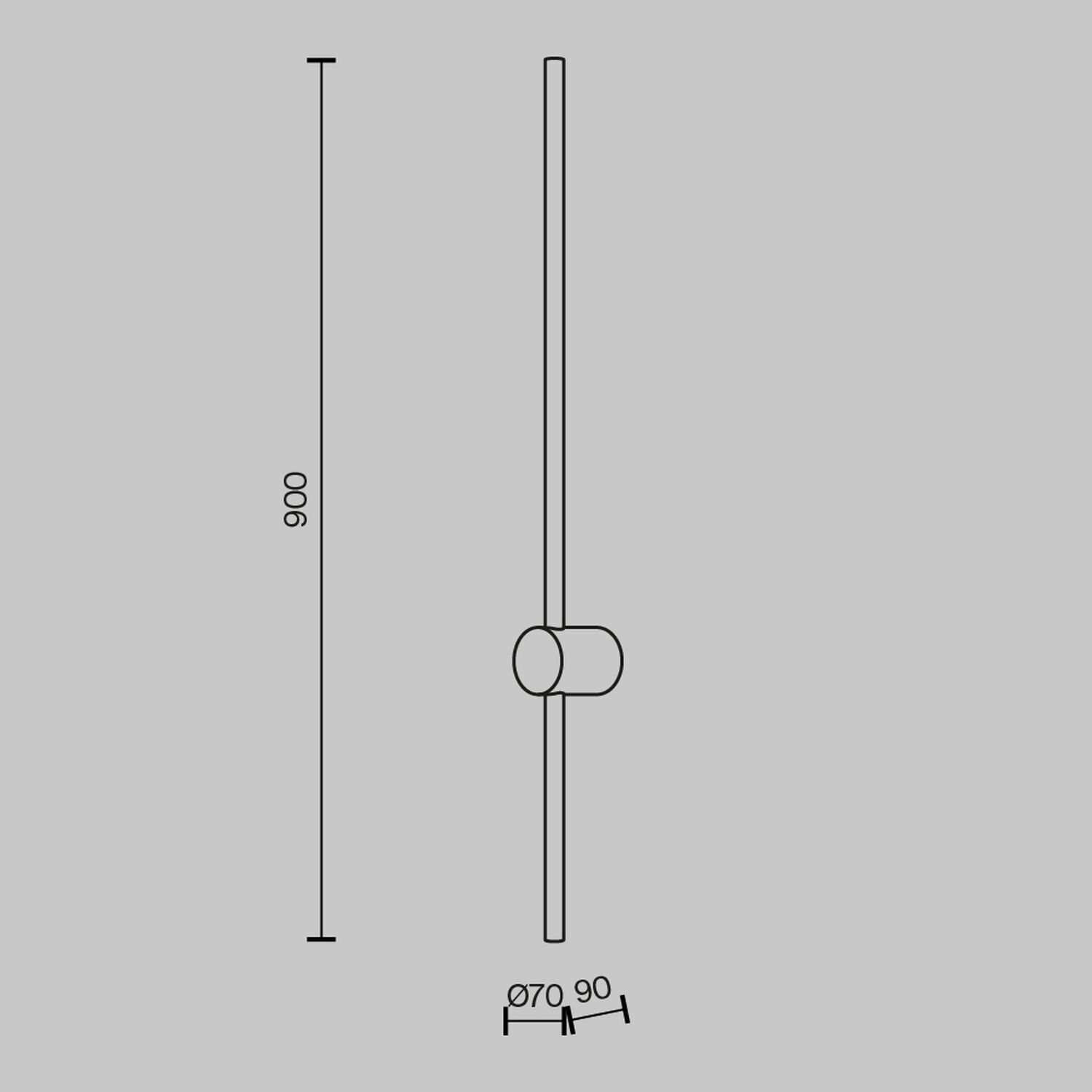 Applique murale métal LED 90 cm de haut en laiton allongé MAX