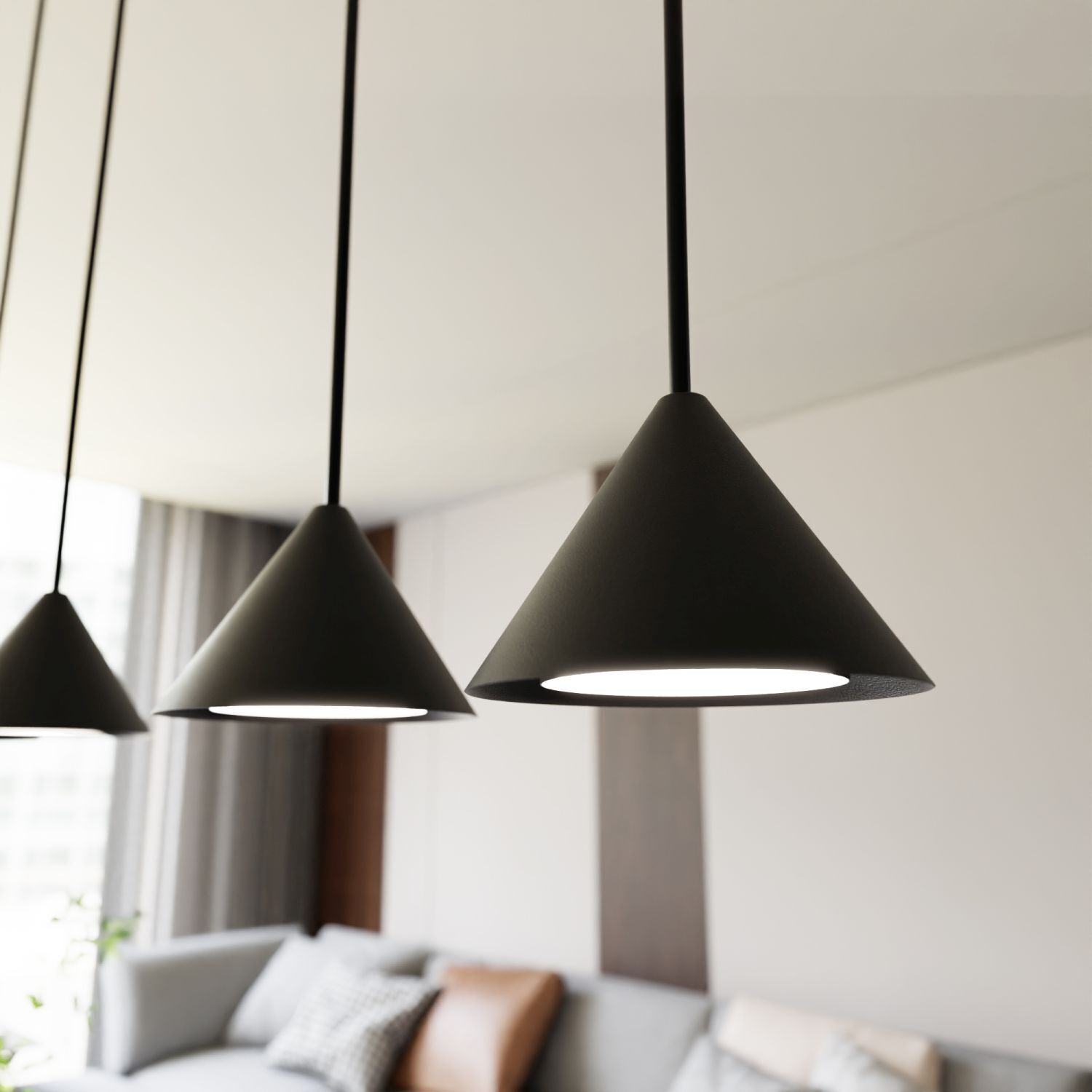 Lampe à suspendre métal L : 90 cm Noir GX53 4 flammes