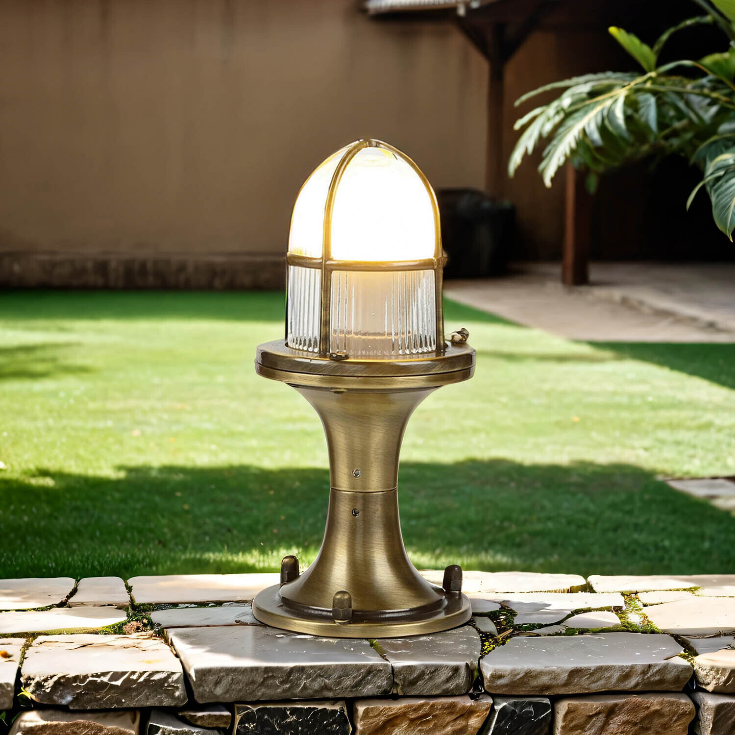 Lampe de socle extérieure laiton H:25cm Chemin de terrasse