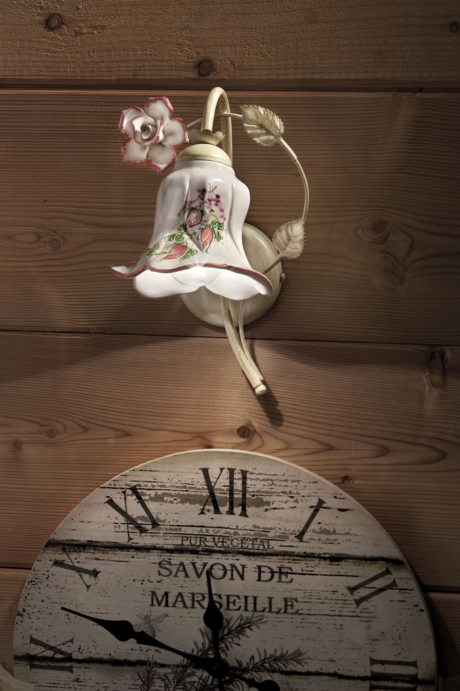 Applique Métal Céramique E14 Hauteur 26 cm Campagne Applique Métal Céramique E14 Hauteur 26 cm Campagne