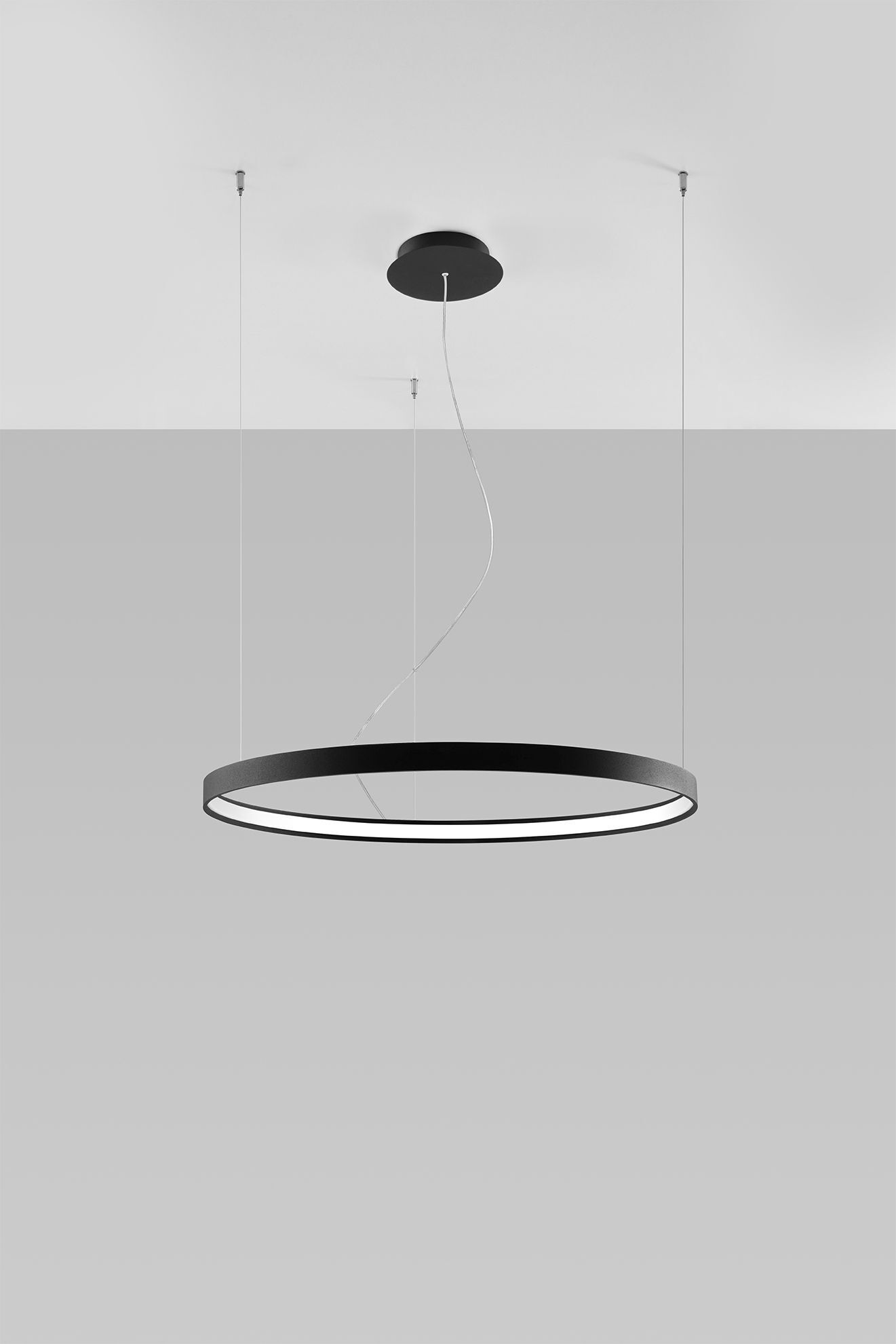 Lustre LED métal rond Ø 78 cm anneau 4000 K noir