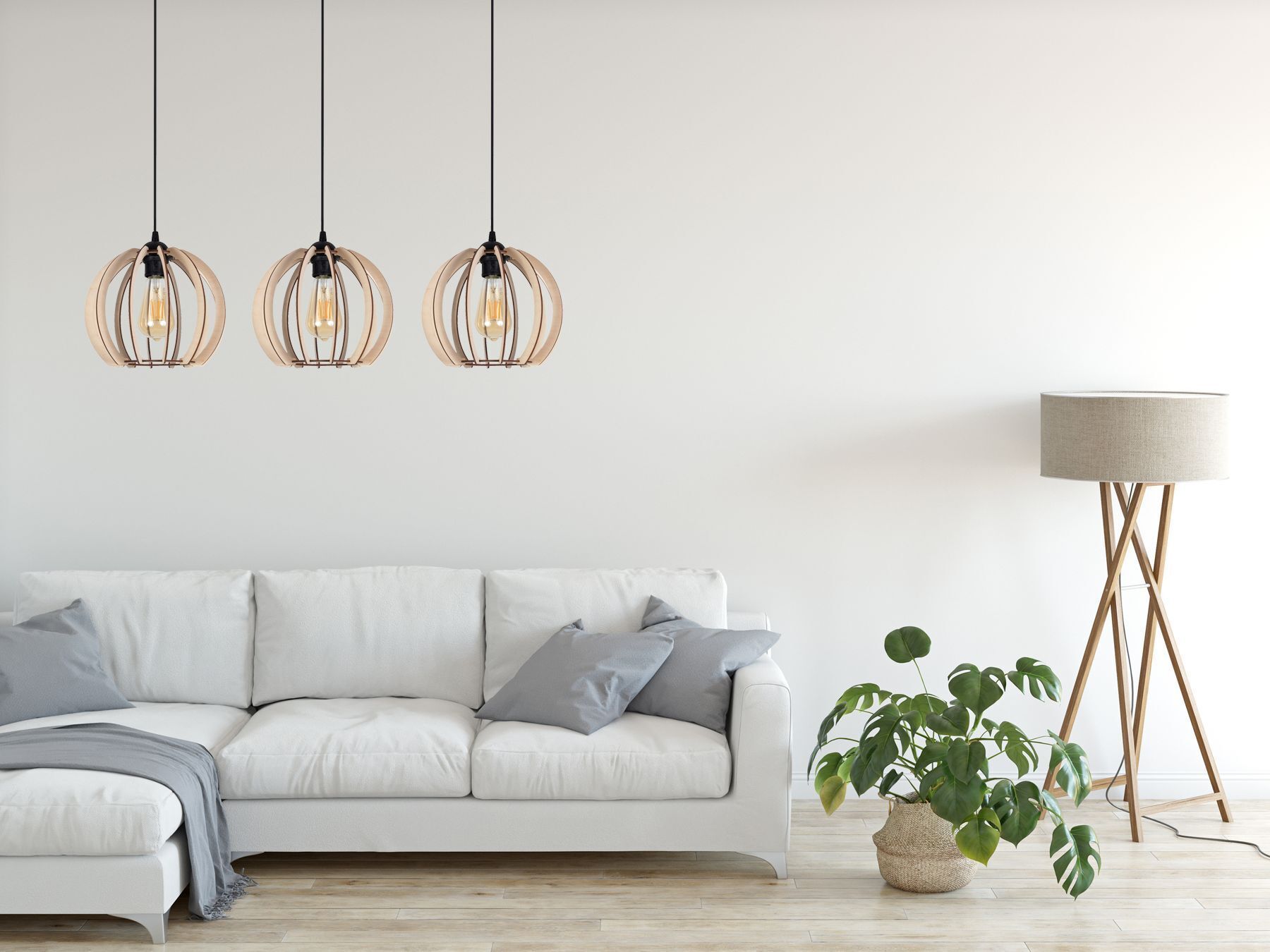 Longue lampe à suspendre bois métal E27 L:80 cm confortable Lampe, Pflanze, Couch, Mobiliar, Stehlampe