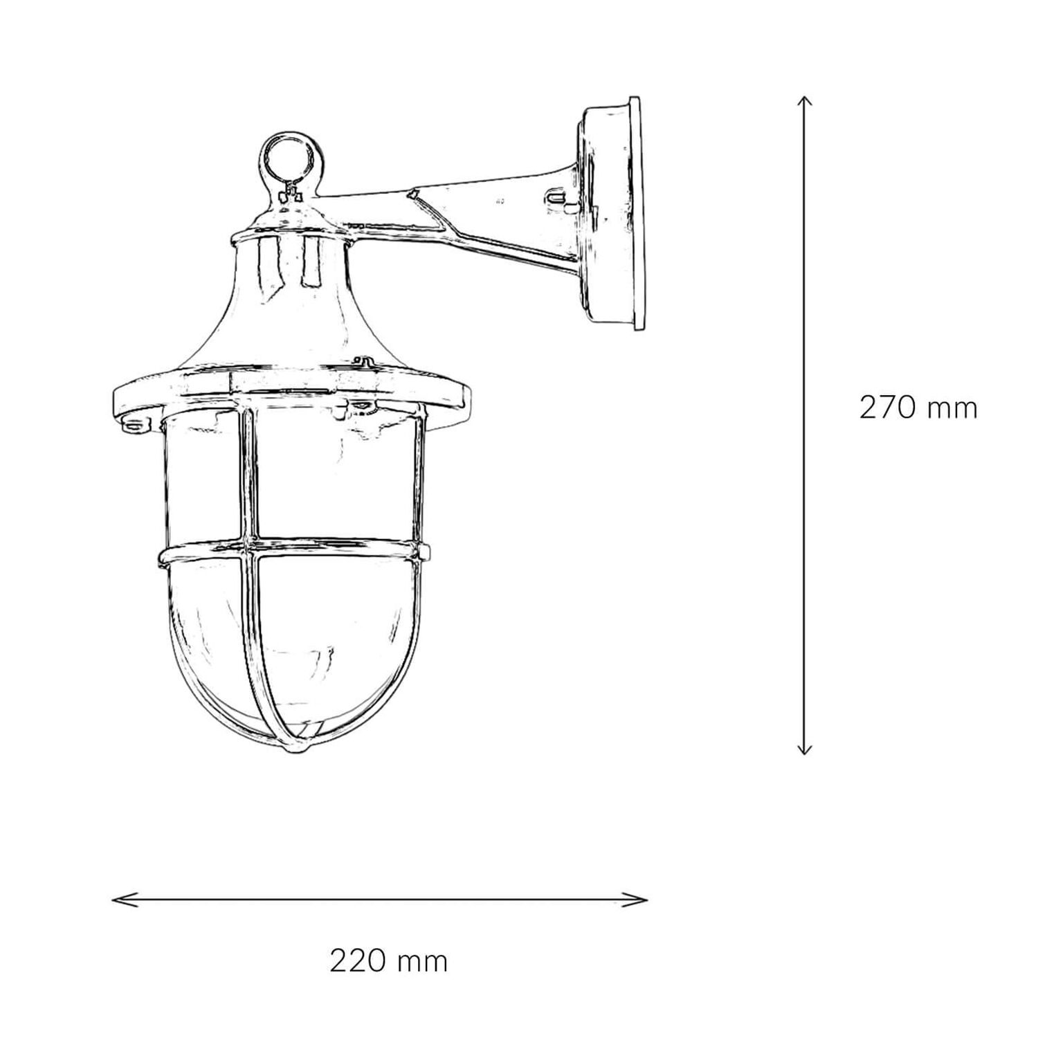 Lampe d'extérieur murale IP64 E27 verre laiton bleu marine