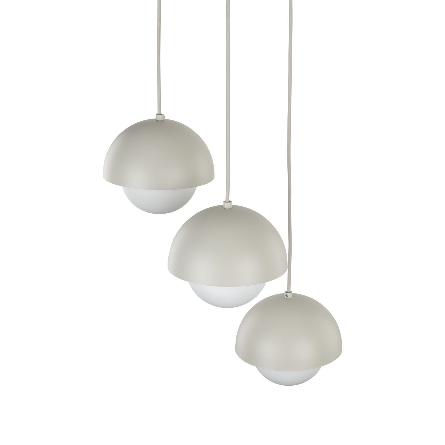 Hängeleuchte 3-flammig Metall Glas G9 Beige Weiß DEVIN Lampe, Kronleuchter, Leuchte