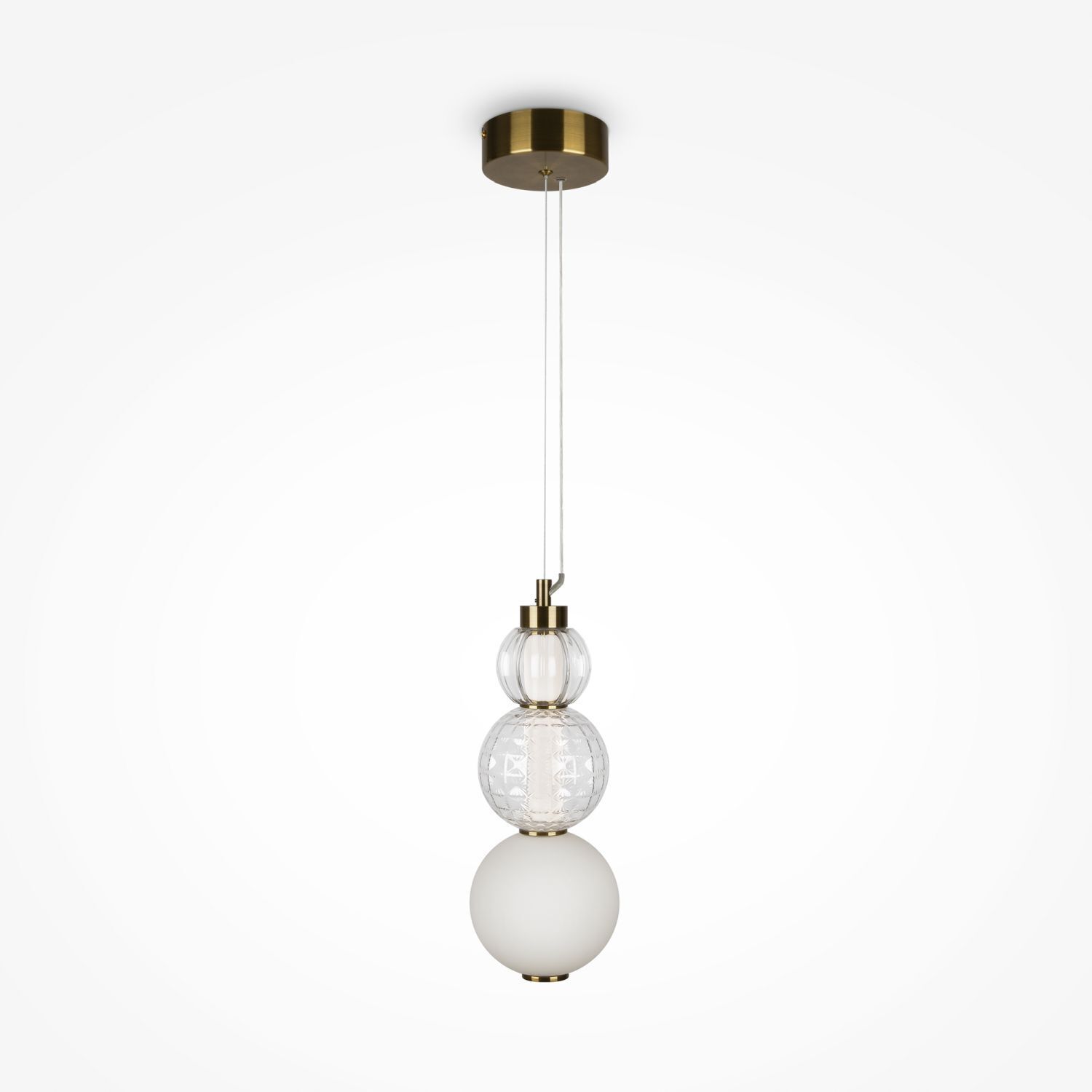 Suspension LED métal verre 14,7 cm de large en or blanc