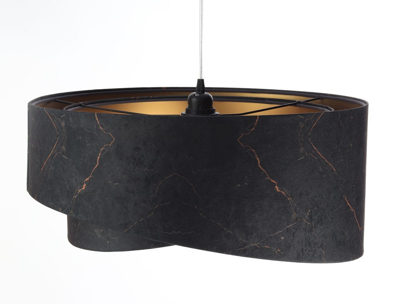 Suspension noir marbré or E27 aspect velours