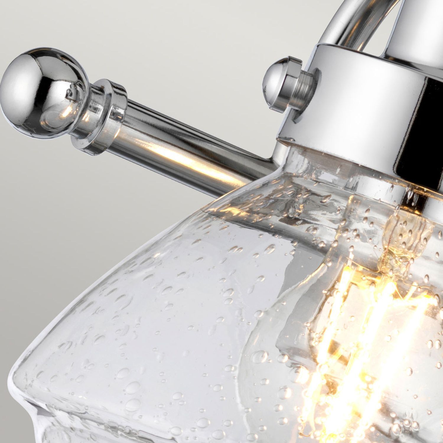 Badezimmerleuchte Wand Metall Glas 44,9 cm breit IP44 E27 Glühbirne, Dekanter, Lampenarm, Klarer Glass, Chrom-Finish