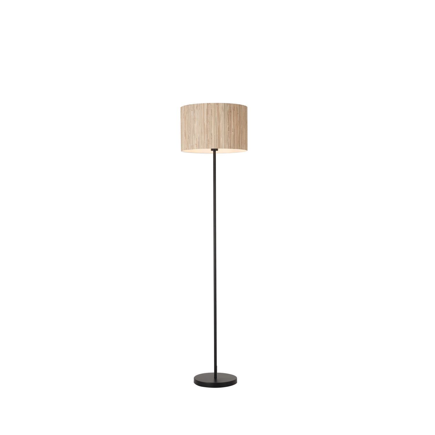 Lampadaire rond bambou métal E27 159 cm noir naturel