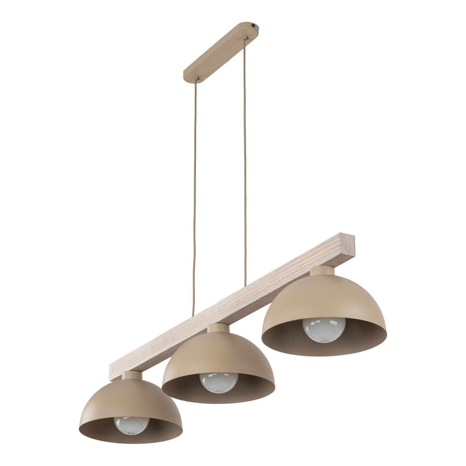 Pendelleuchte Beige Holz Metall 118 cm E27 3-flammig Pendelleuchte, 3-flammig, Beige, Holz, Deckenleuchte