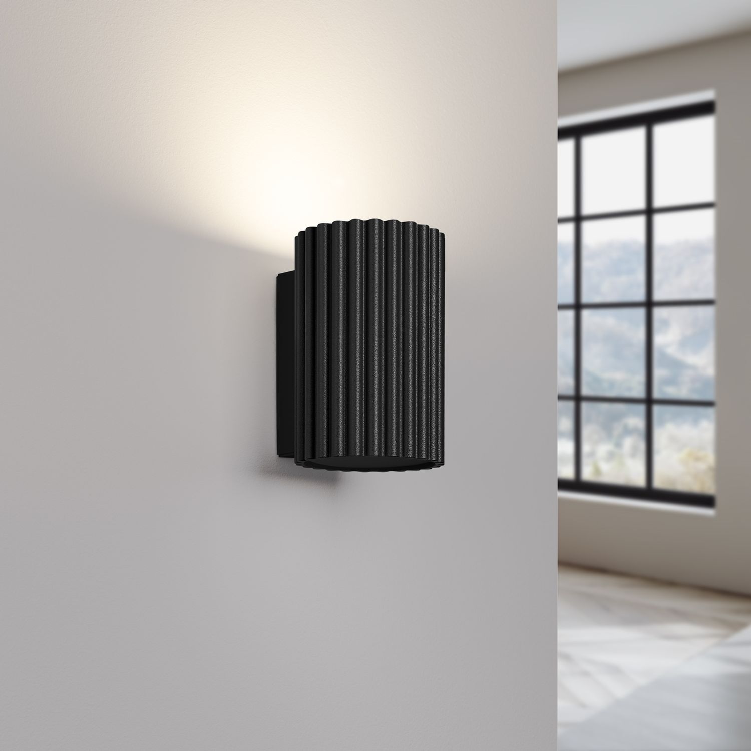 Applique noire petite 10 cm de haut GU10 en aluminium Moderne